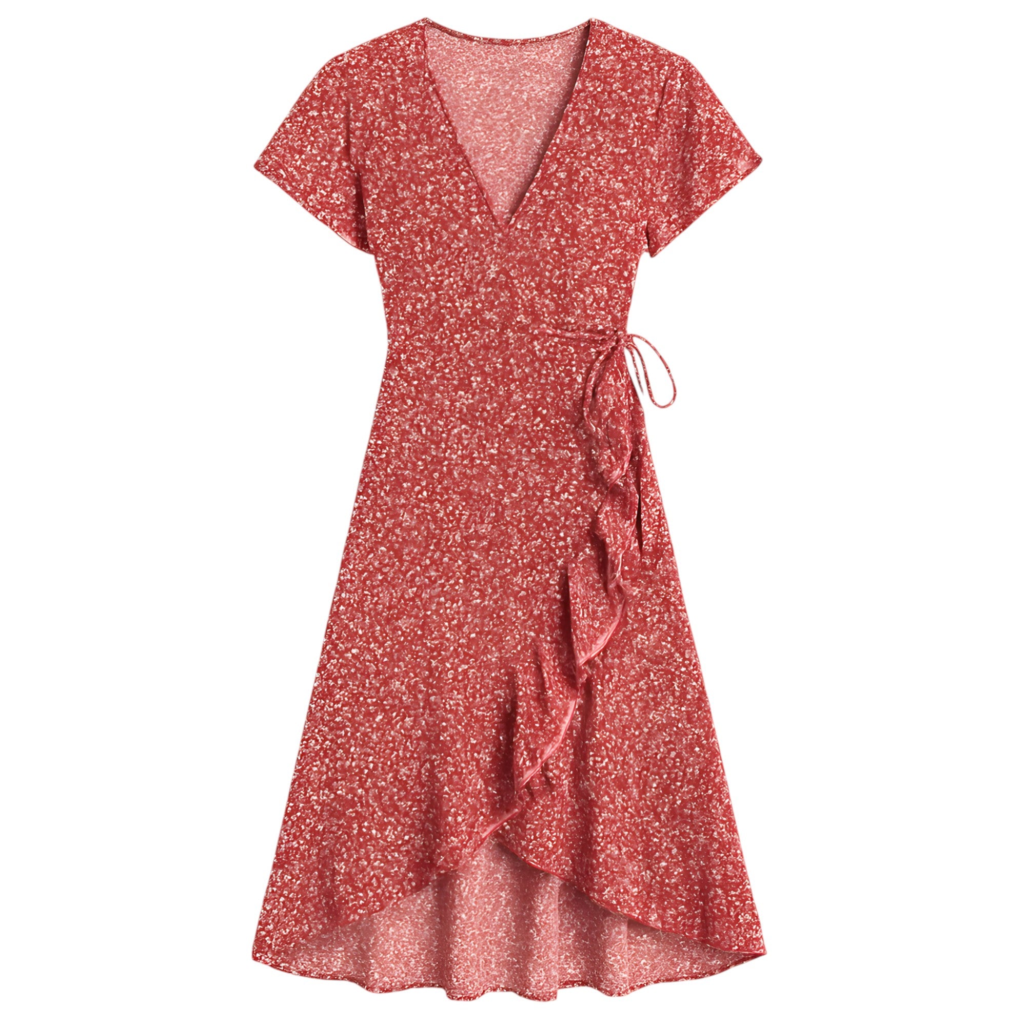 Maria | Abito avvolgente con stampa floreale - Rosso - dress - Concept Palermo