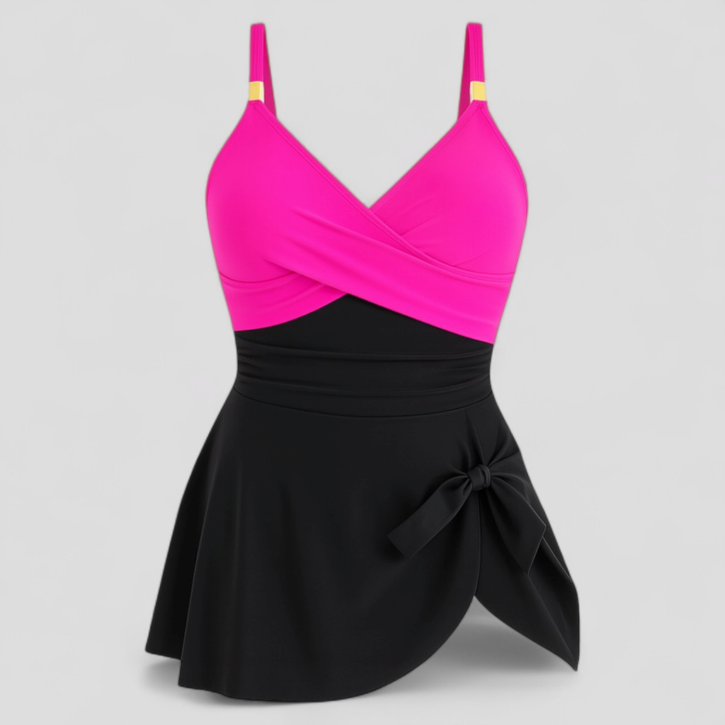 Zita | Costume Intero Donna Elegante Controllo Pancia - Nerone rosa - abbigliamento mare per donne beachwear comodo per donne costume da bagno con ruches costume da bagno femminile costume da bagno snellente costume da mare 2025 costume da spiaggia elegante costume elastico per piscine costume intero controlla pancia costume sexy con incrocio - Concept Palermo