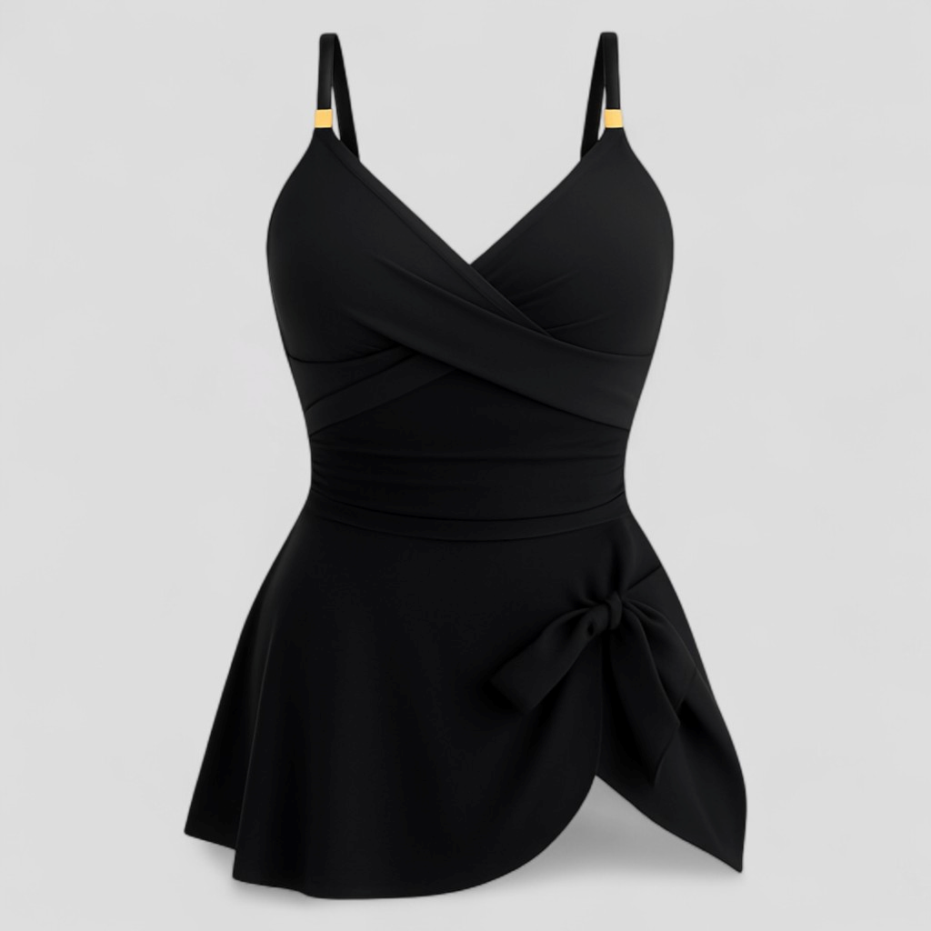 Zita | Costume Intero Donna Elegante Controllo Pancia - Nero - abbigliamento mare per donne beachwear comodo per donne costume da bagno con ruches costume da bagno femminile costume da bagno snellente costume da mare 2025 costume da spiaggia elegante costume elastico per piscine costume intero controlla pancia costume sexy con incrocio - Concept Palermo