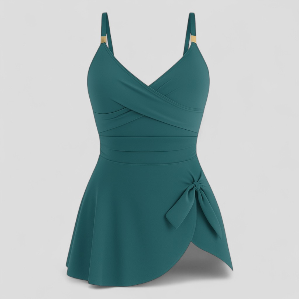 Zita | Costume Intero Donna Elegante Controllo Pancia - Verde acqua - abbigliamento mare per donne beachwear comodo per donne costume da bagno con ruches costume da bagno femminile costume da bagno snellente costume da mare 2025 costume da spiaggia elegante costume elastico per piscine costume intero controlla pancia costume sexy con incrocio - Concept Palermo