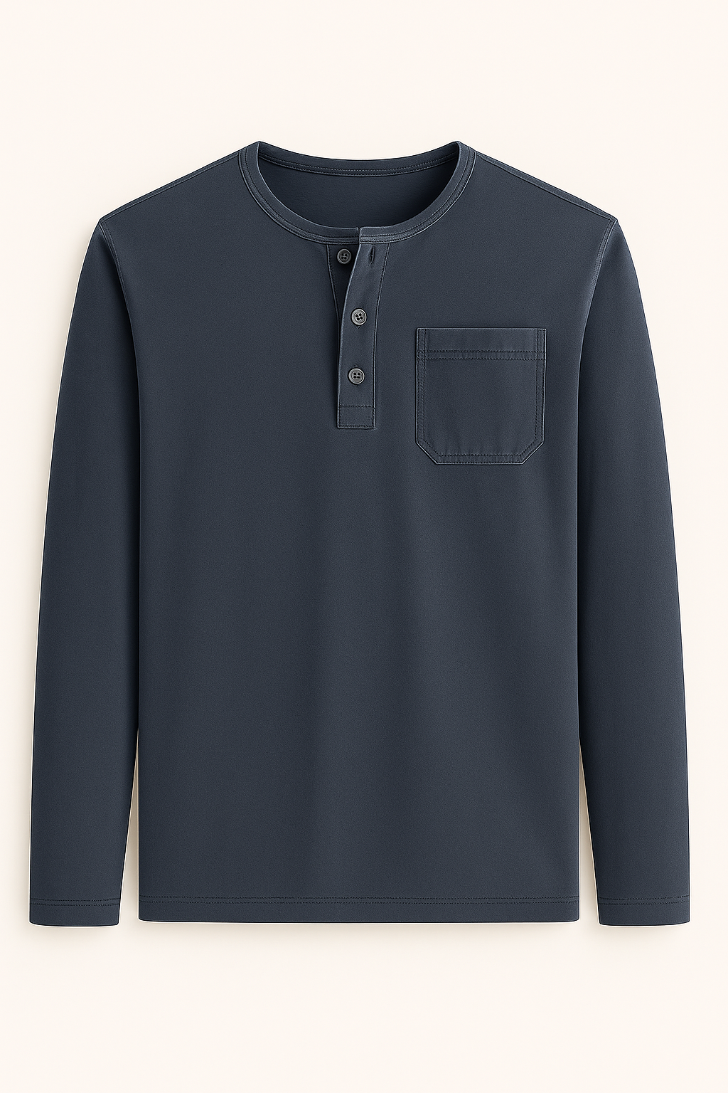 Roman | Maglia Henley Uomo a Maniche Lunghe – Stile Casual con Tasche e Colori Versatili - Blu Navy - men's polo men's polo shirt Shirts und Polos - Concept Palermo