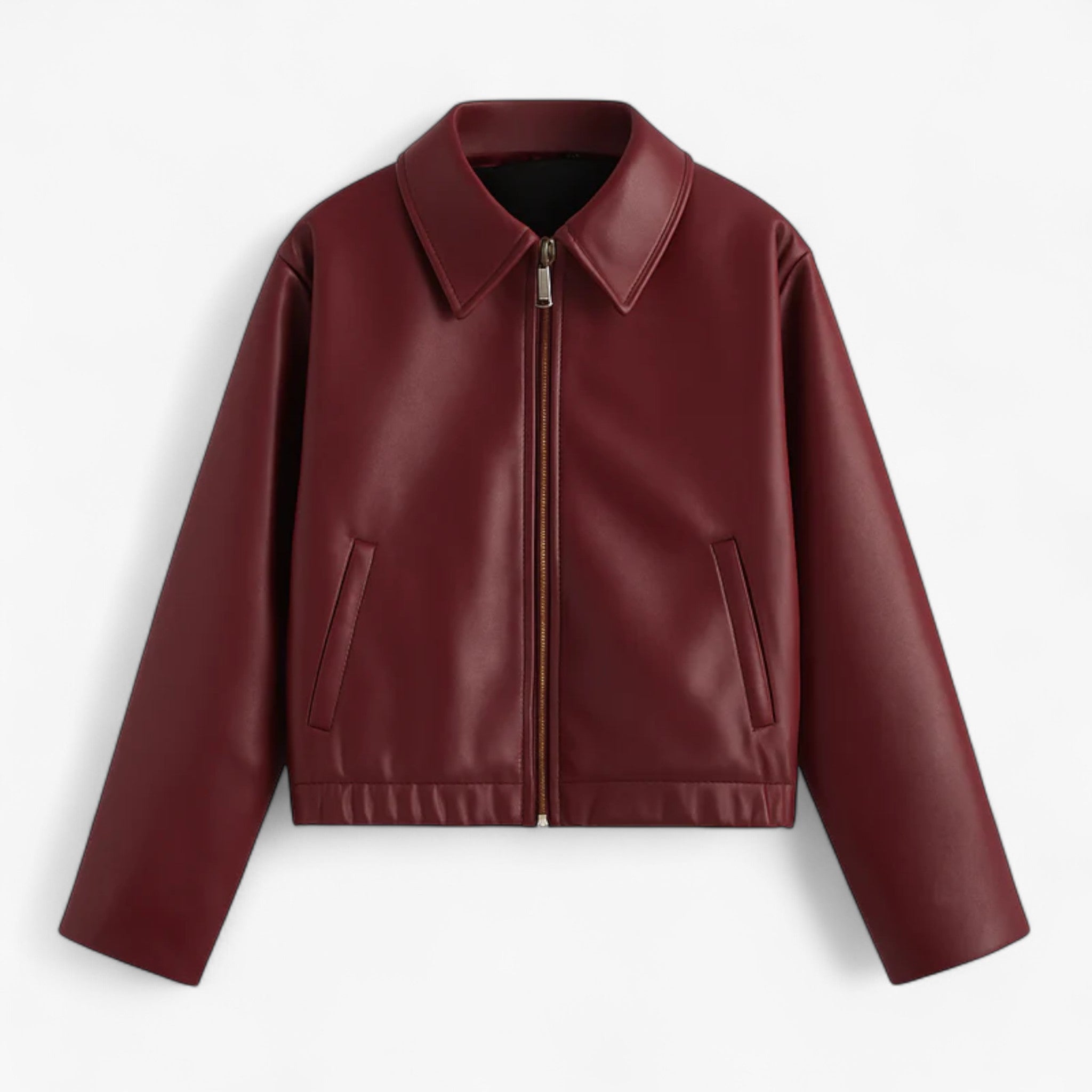 Nina | Giacca di pelle dallo stile urbano e raffinato - Borgogna Rosso - coat coats coats for women female coat - Concept Palermo