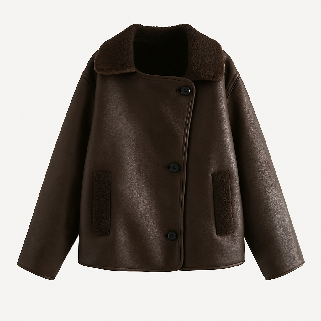 Elina | Giacca in ecopelle dal look audace e femminile - Marrone scuro - coats for women female coat Jackets & Coats - Concept Palermo