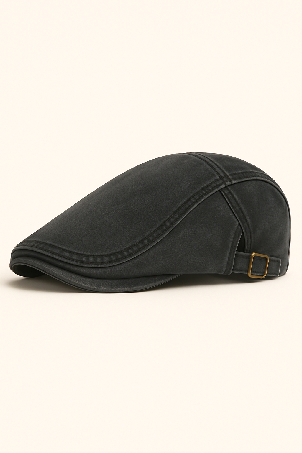Jacob | Classico berretto piatto in cotone lavato, regolabile, stile vintage, da giornalaio - Nero - hat hats Mens hat summer hat sun hat Sun Hats - Concept Palermo