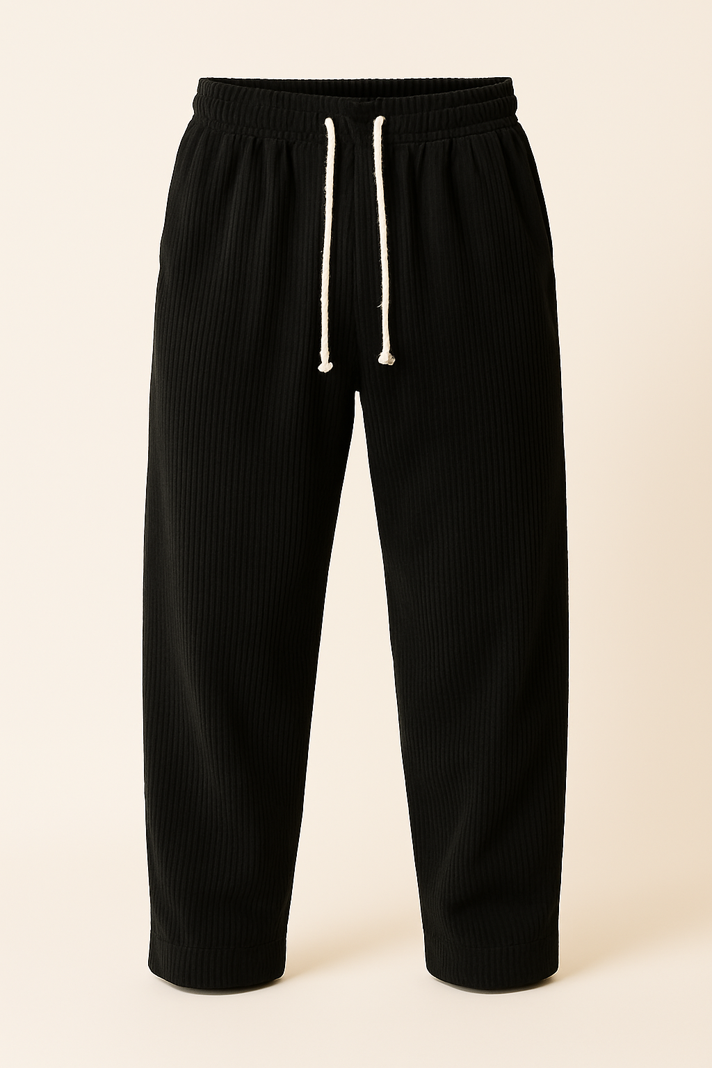 Timo | Pantaloni larghi e dritti in velluto a coste stile retrò - Nero - pants_sept24 - Concept Palermo