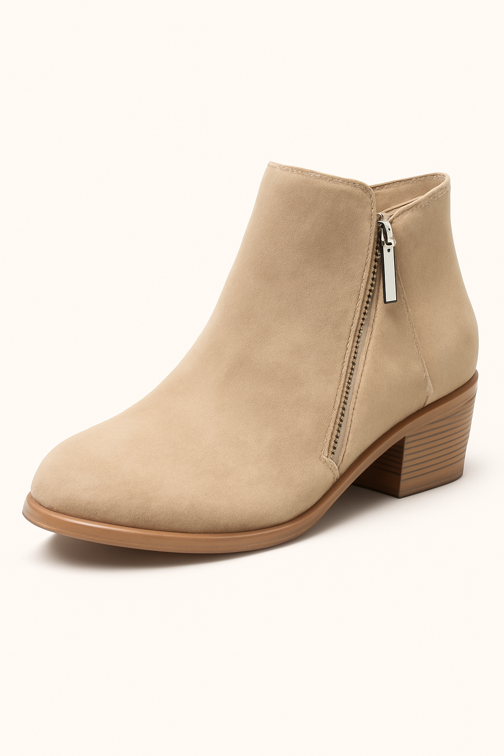 Bridget | Eleganti stivaletti in pelle scamosciata con dettaglio cerniera - Beige - BOOTS Boots & Shoes - Concept Palermo