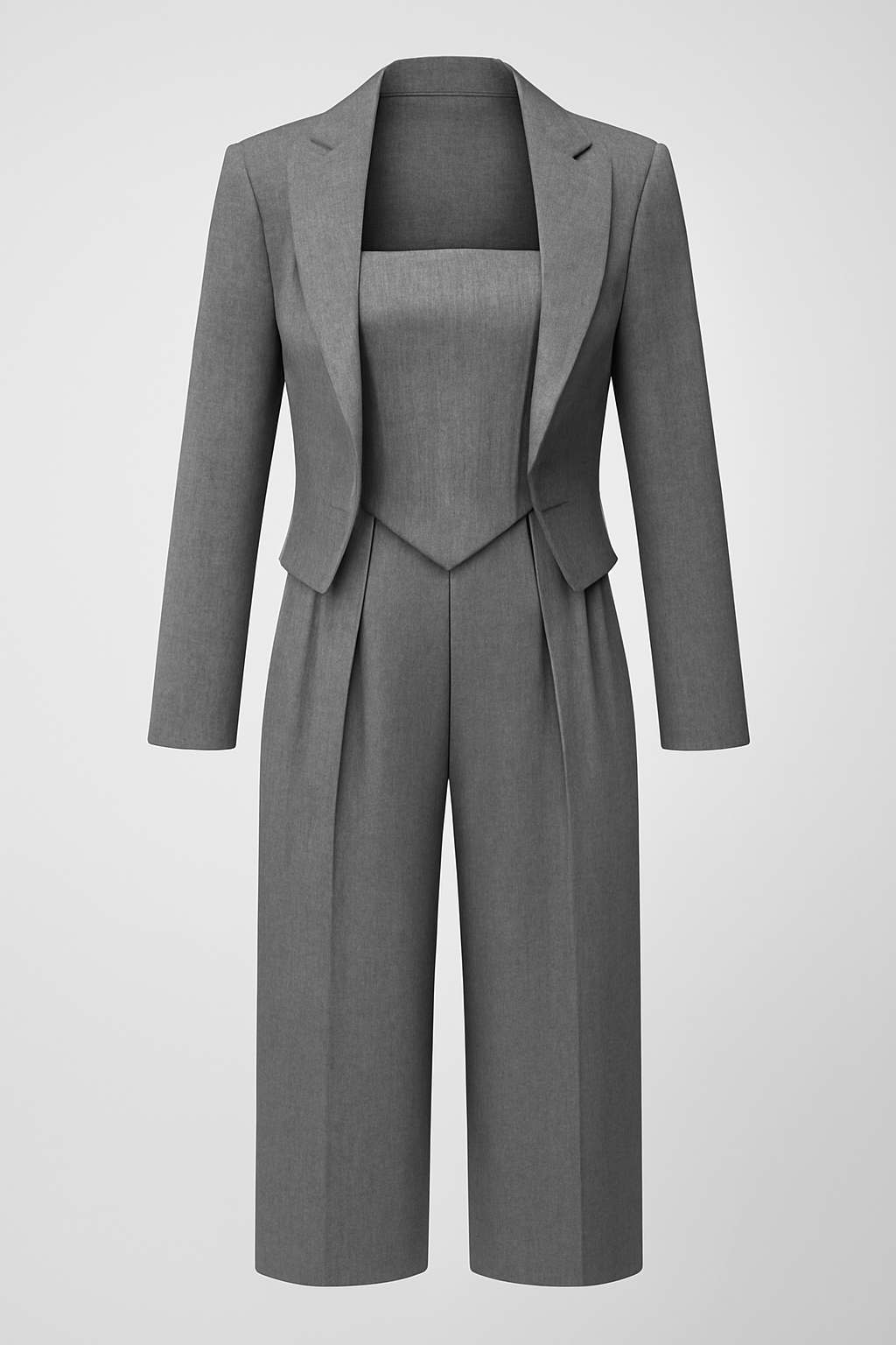 Ivana | Tuta a spina di pesce su misura con blazer - Grigio - jumpsuit suits and pants woman - Concept Palermo