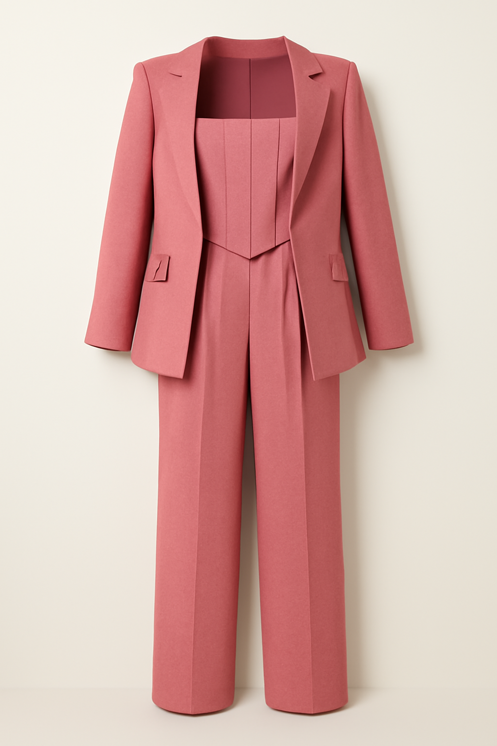 Ivana | Tuta a spina di pesce su misura con blazer - Rosa - jumpsuit suits and pants woman - Concept Palermo