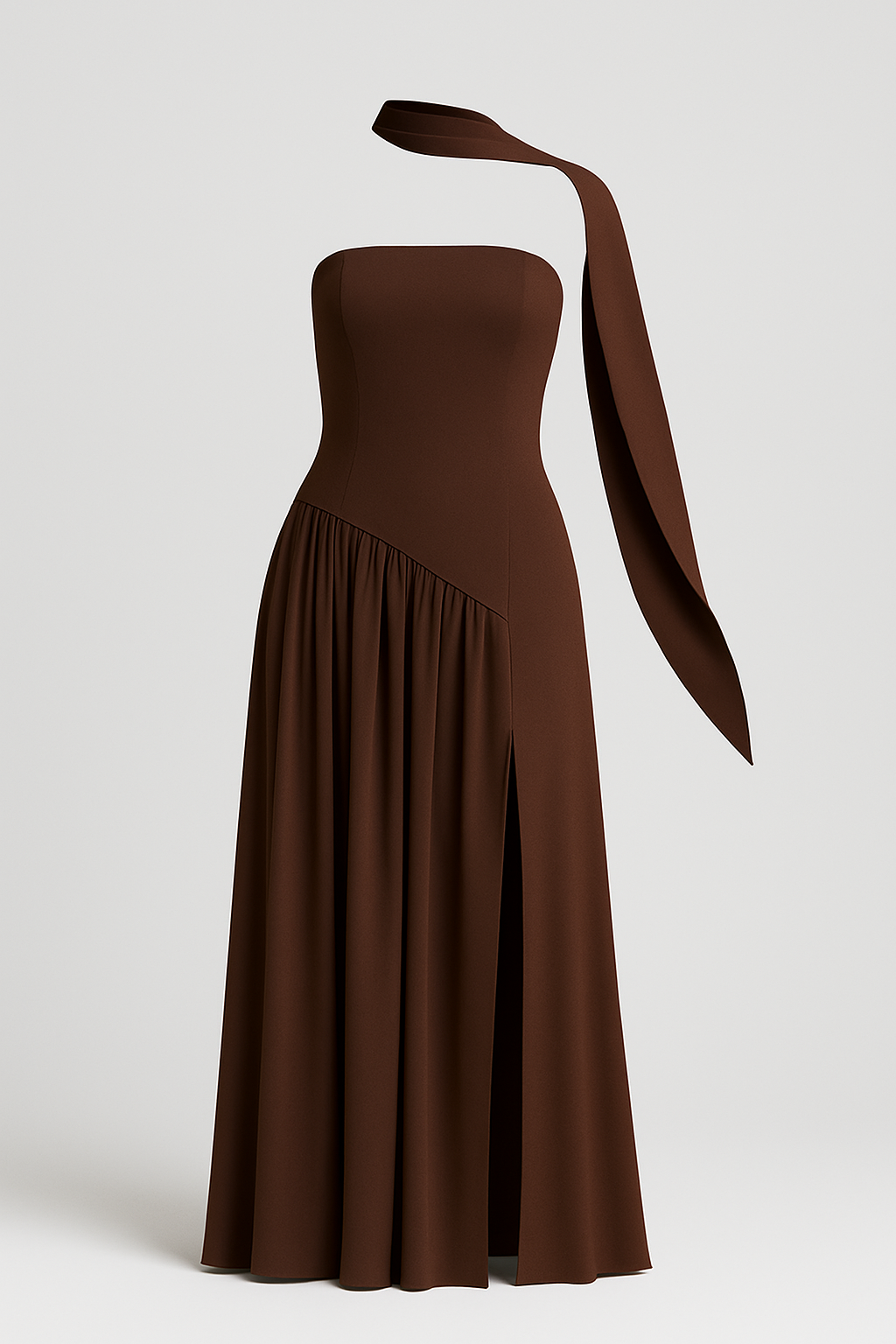 Maliyah | Abito elegante con scollo dritto e spacco laterale