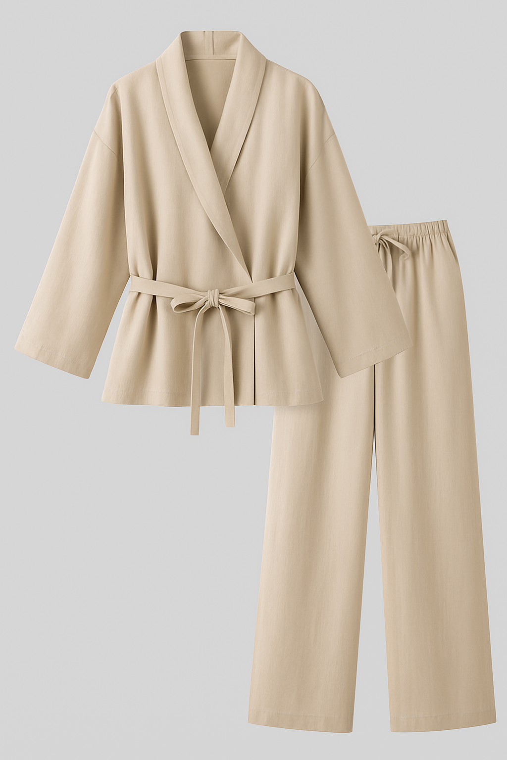 Lina | Kimono in lino con cintura - Cachi - clothing outfit topwear trouser women - Concept Palermo