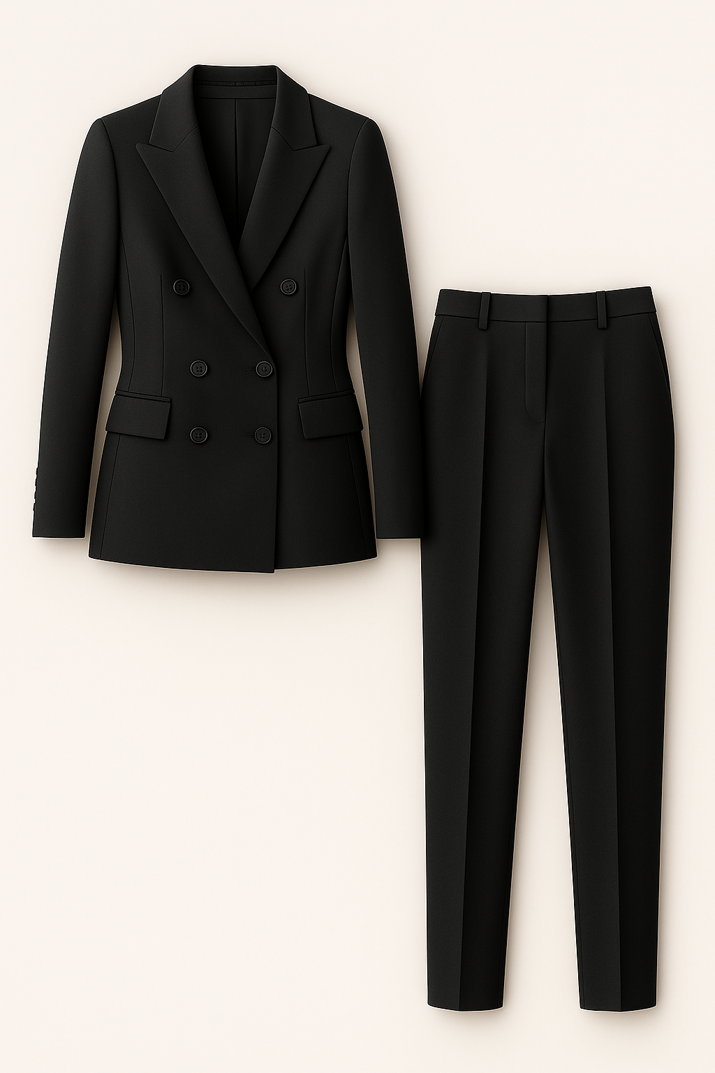 Madison | Completo elegante – Blazer doppiopetto con pantaloni slim fit - Nero - suits and pants - Concept Palermo