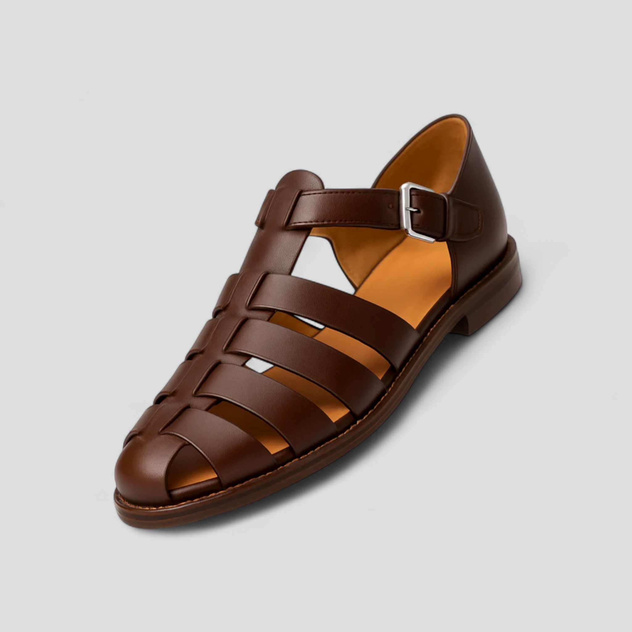 Lorenzo | Sandali estivi classici in pelle con fibbia - Marrone scuro - BESTSELLER Bestsellers fashion sandals - Concept Palermo