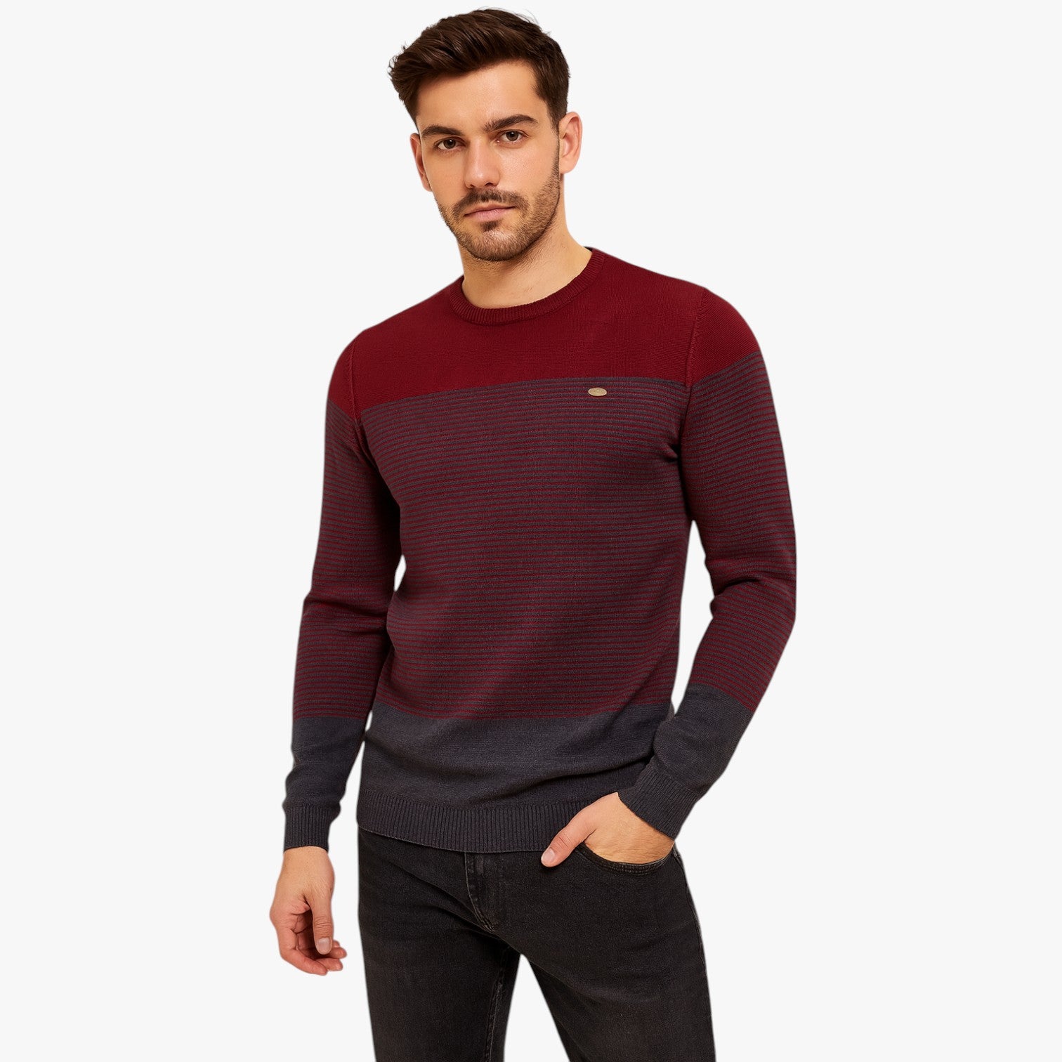 Eugene | Maglione girocollo a righe da uomo - Vestibilità slim e calore di qualità - - Sweater sweater men sweaters & cardigans - Concept Palermo