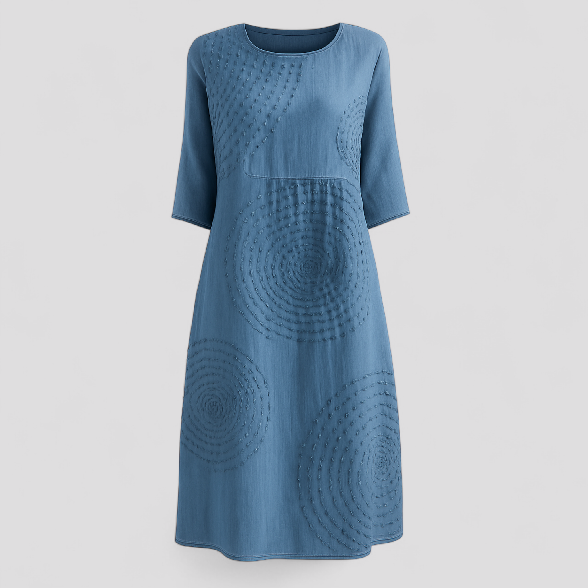 Nevie | Abito Donna Elegante Estivo - Azzuro - abito estivo elegante ideale per ogni occasione look vacanziero maniche al gomito scollo rotondo stile casual taglie disponibili tessuto leggero texture delicata versatile - Concept Palermo