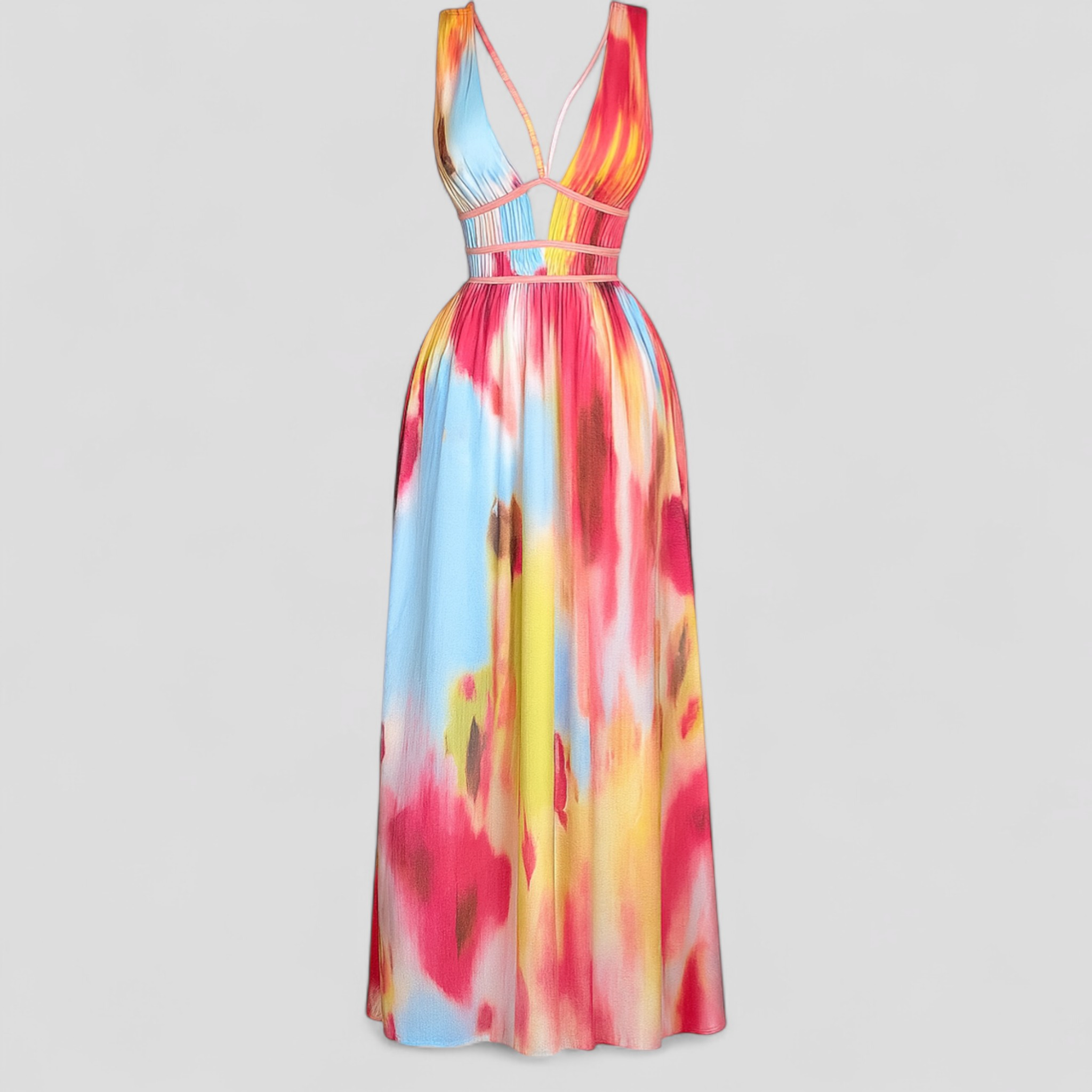 Fia | Abito Donna Elegante Maxi - XL - abito elegante abito maxi chiffon leggero design unico moda femminile occasioni estive senza maniche stacca la figura stile estivo vestibilità slim vestito da spiaggia vestito fluido - Concept Palermo