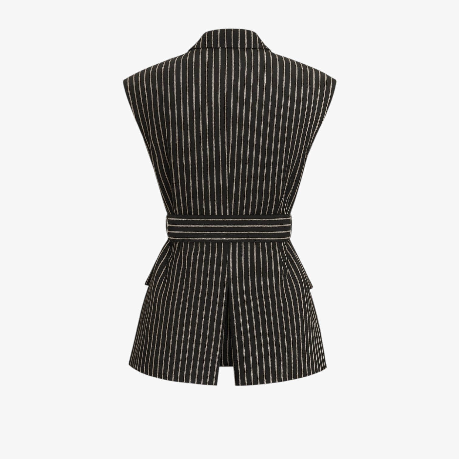 Claire | Gilet lungo a righe con cintura in misto cotone - - clothes outerwear regular sleeveless slight stretch vests women women clothes women's clothes - Concept Palermo