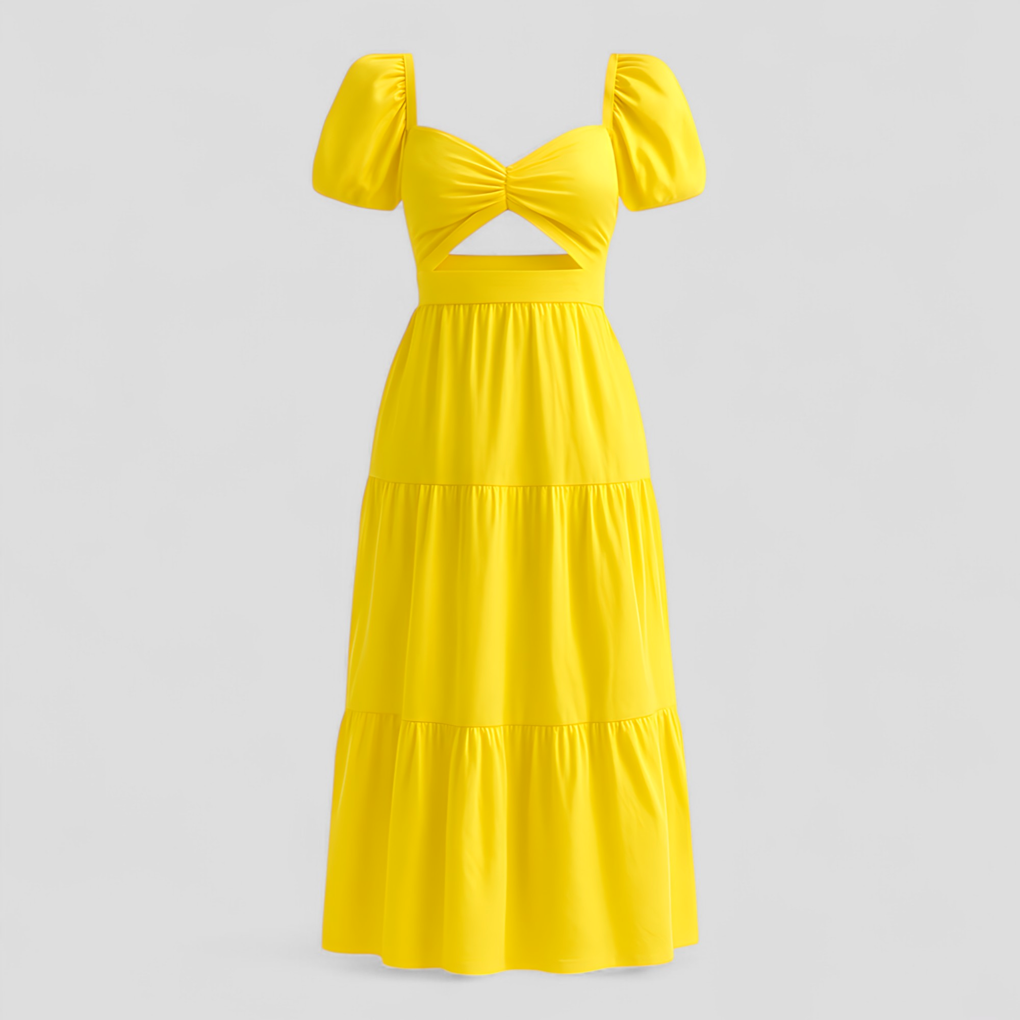 Martina | Abito Donna Elegante - Giallo - abbigliamento femminile abito casual abito chic abito elegante abito estivo abito versatil comfort elegante gonna lunga look sofisticato mezza manica moda estate stile moderno taglia unica tendenze moda - Concept Palermo