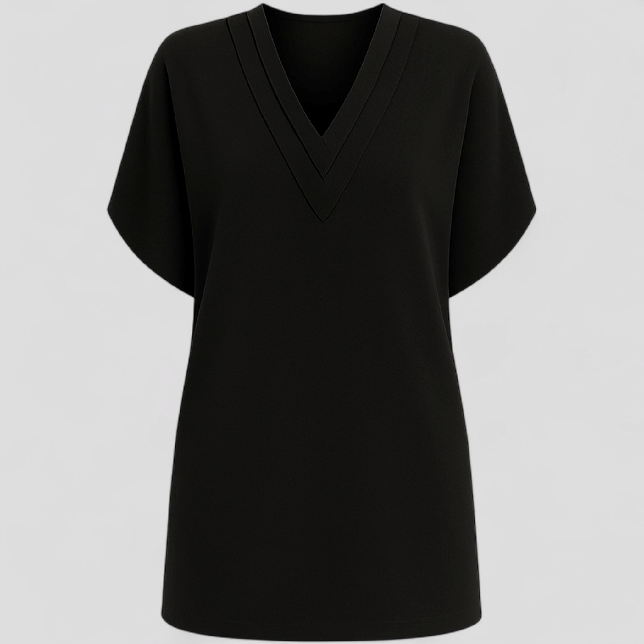 Elvera | Abito Elegante Donna con V-Hals - Nero - abito comfy abito con tummy control abito da donna abito elegante abito taglie forti abito V-hals abito versatile moda donna vestito casual vestito da sera - Concept Palermo
