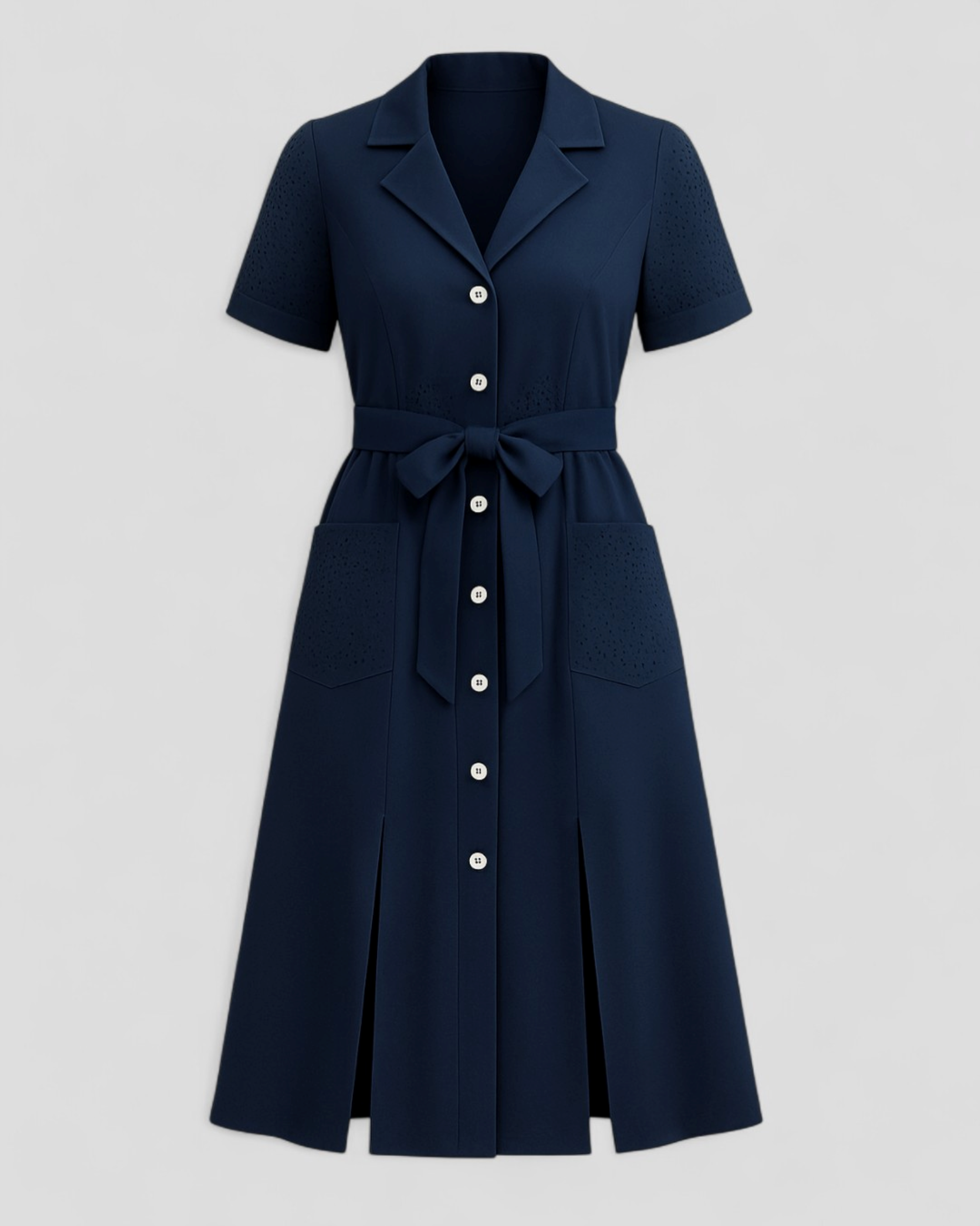 Marsha | Vestito Donna Casual con Decolteo a V - Blu marino - abbigliamento donna abito estivo colore rosa e blu decolteo a V moda versatile stile elegante taglie disponibili tessuto leggero vestito casual vita regolabile - Concept Palermo