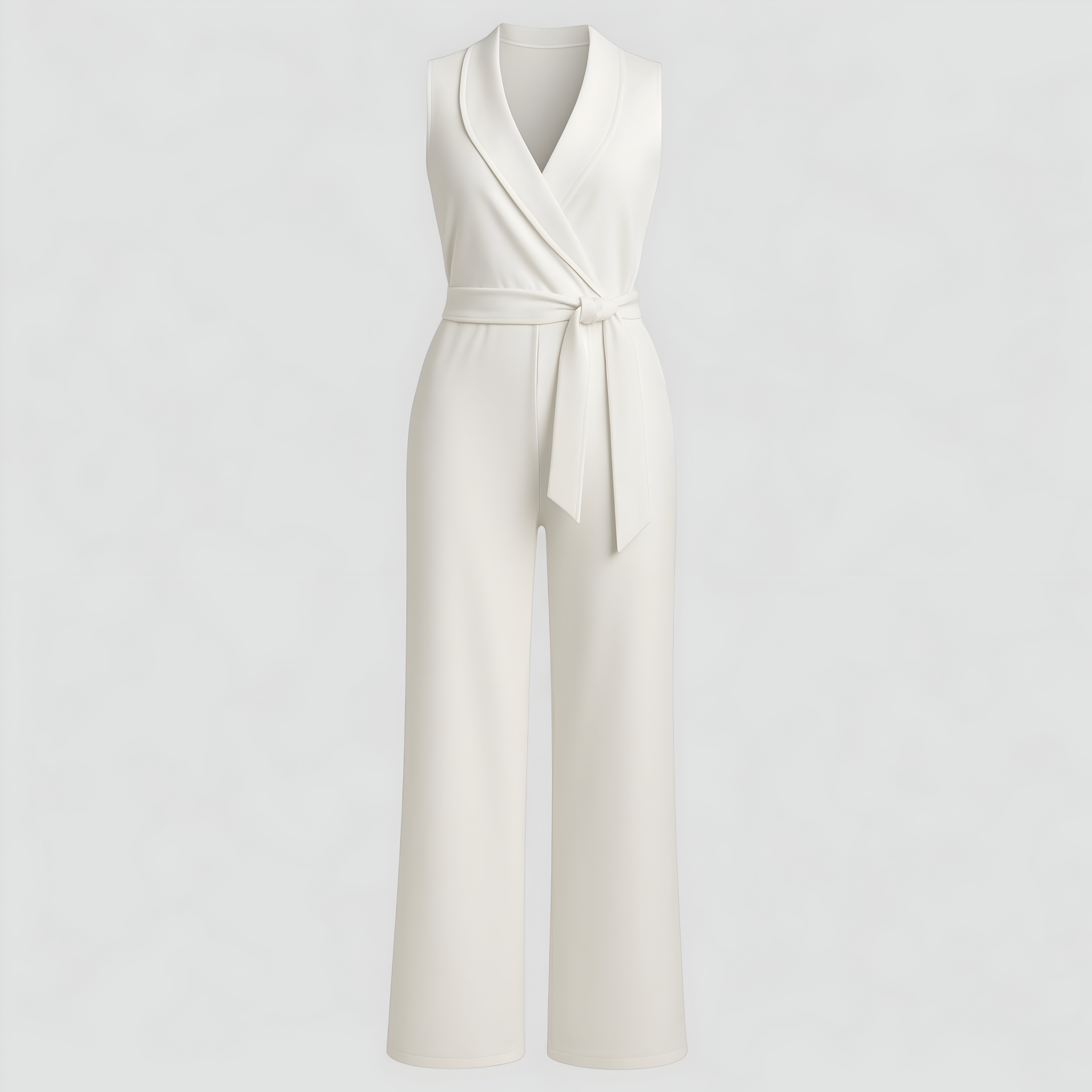 Aela | Salopette Donna Elegante Senza Maniche V-Neck - Bianco - abbigliamento elegante fashion primavera jumpsuit premium moda donna outfit casual salopette elegante salopette femminile salopette senza maniche salopette V-Neck vestiti per eventi - Concept Palermo