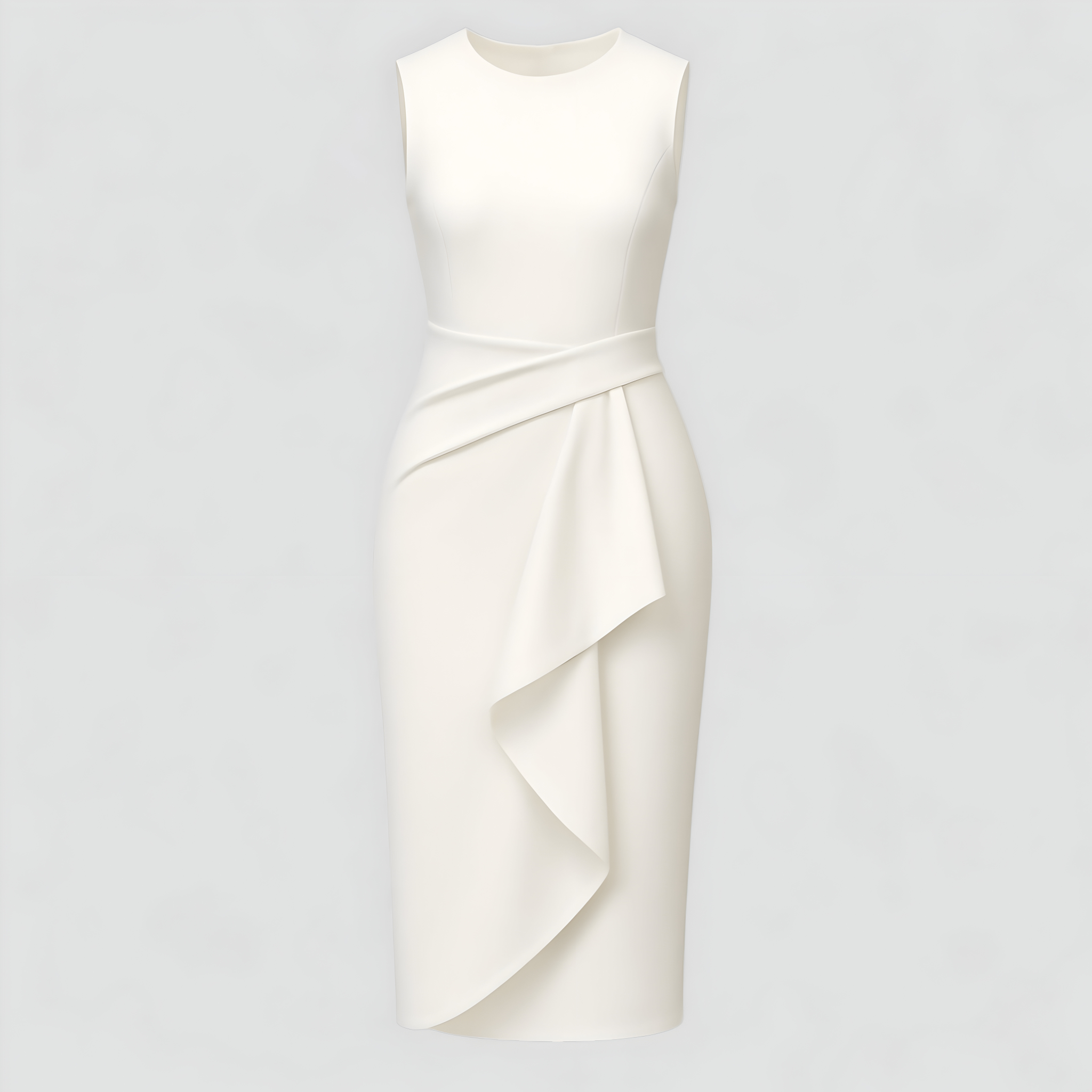 Arica | Vestito Elegante da Donna - Bianco - abito da sera abito plissettato fashion femminile moda donna scollo rotondo tessuto elasticizzato vestito elegante vestito elegante da donna vestito estivo vestito slim-fit - Concept Palermo