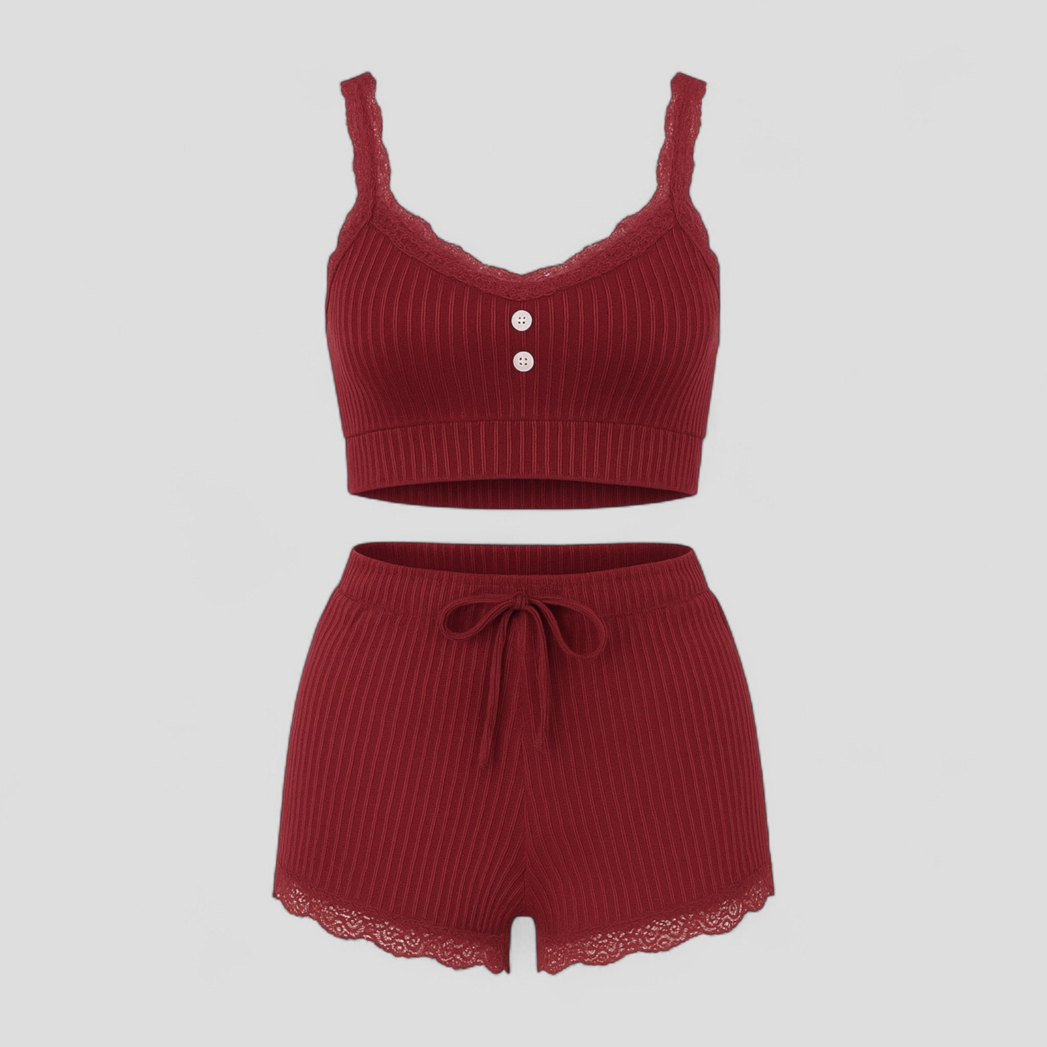 Aneth | Pigiama Donna Estivo Comodo e Elegante - Rosso ruggine - abbigliamento notte pigiama comodo pigiama cotone pigiama donna pigiama elegante pigiama estate pigiama traspirante pijamas donna set pigiama estivo sleepwear estivo - Concept Palermo