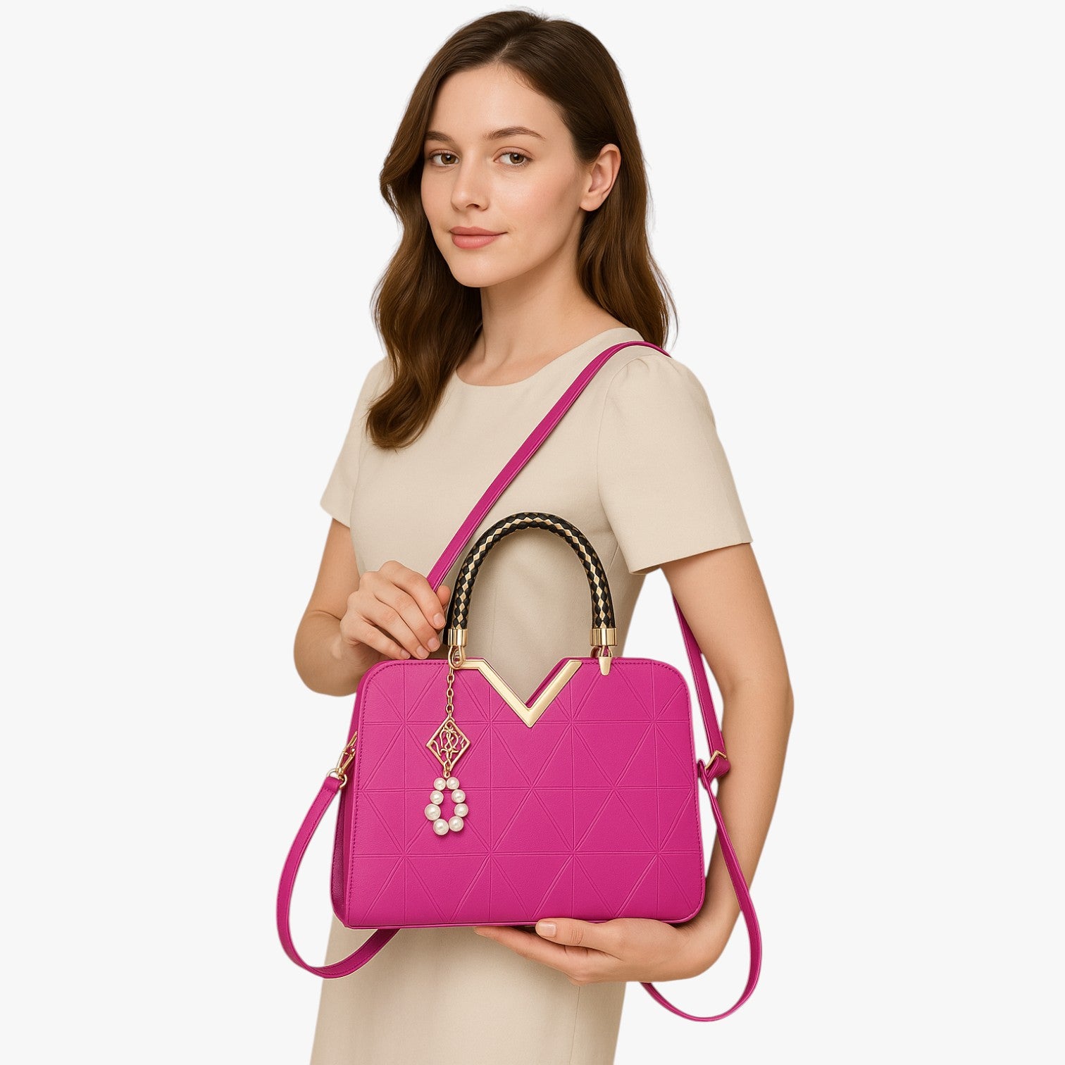 Pamela | Autumn Chic - Elegante borsa con cerniera e perle - - Bags women bags Women's handbags - Concept Palermo