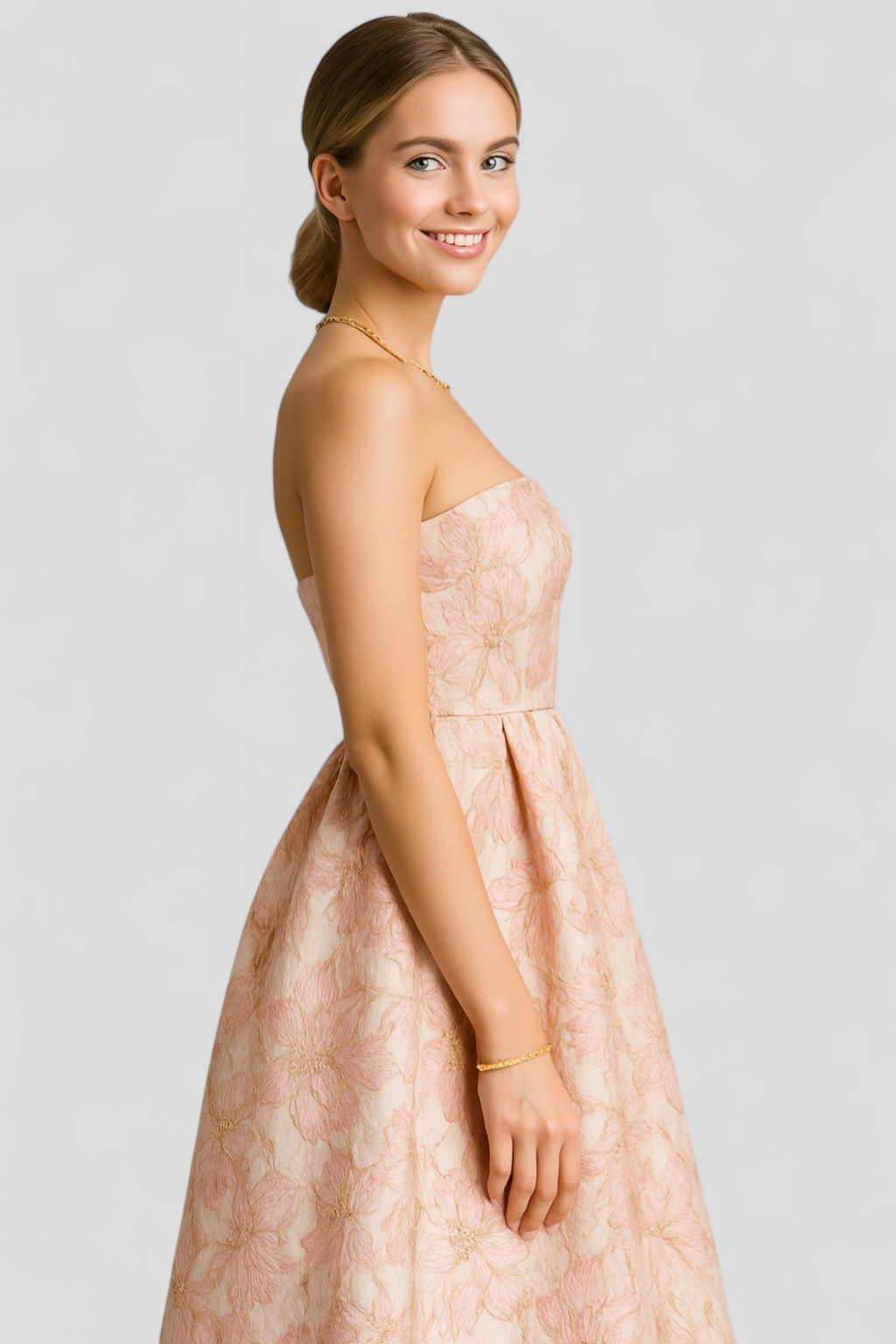 Paola | Abito Estivo Floreale Senza Spalline Donna - - abbigliamento estivo donna abito da cerimonia estiva abito estivo elegante abito formale floreale abito jacquard A-Line abito versatile feste outfit estivo donna vestito elegante da matrimonio vestito floreale senza spalline vestito senza maniche - Concept Palermo