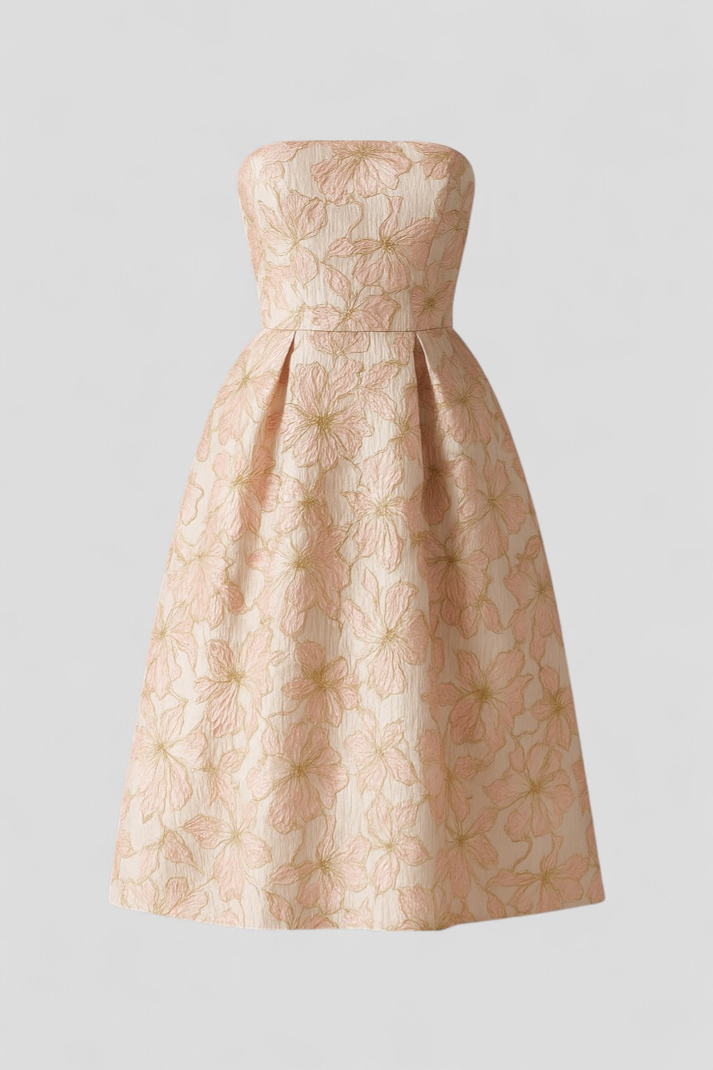 Paola | Abito Estivo Floreale Senza Spalline Donna - Rosa - abbigliamento estivo donna abito da cerimonia estiva abito estivo elegante abito formale floreale abito jacquard A-Line abito versatile feste outfit estivo donna vestito elegante da matrimonio vestito floreale senza spalline vestito senza maniche - Concept Palermo