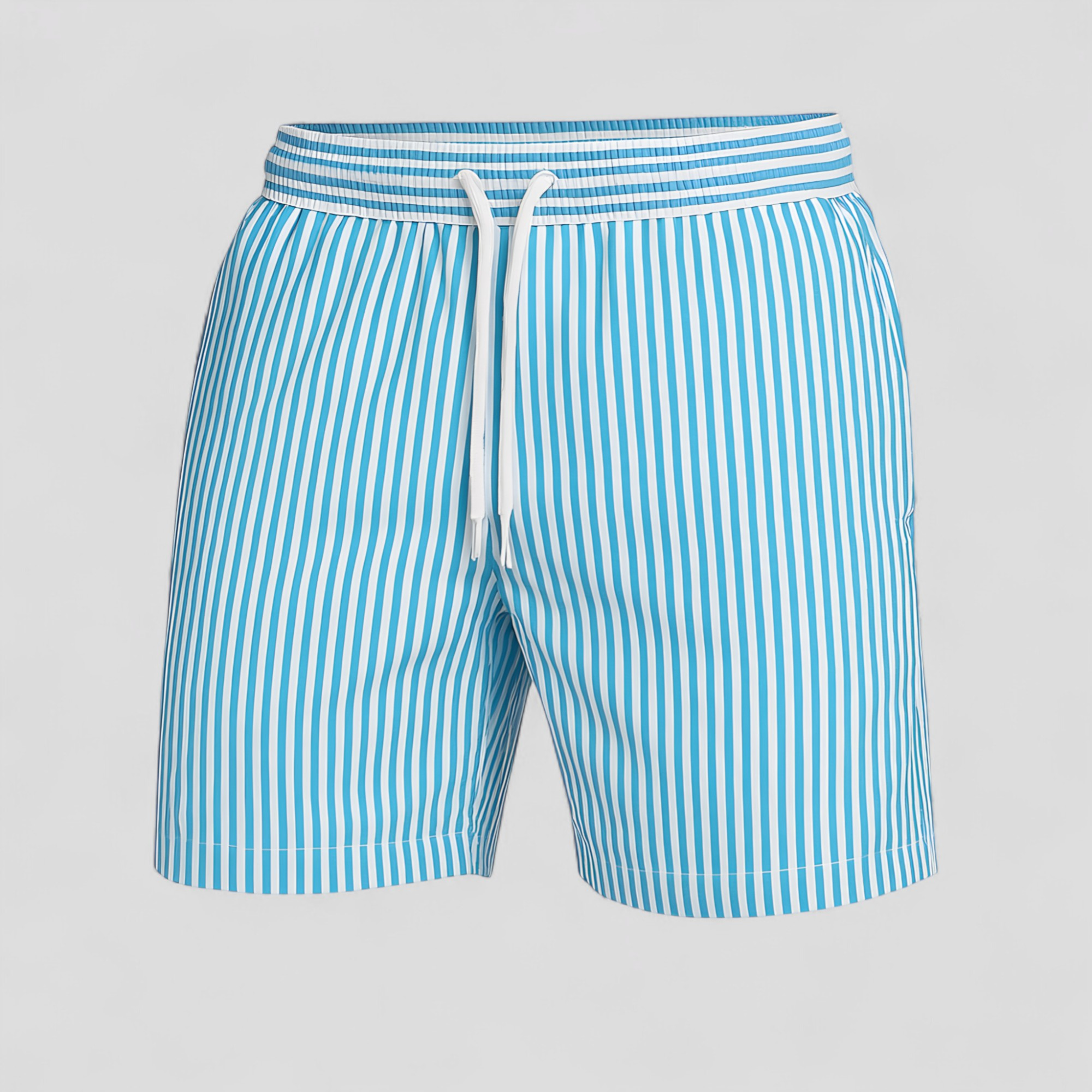Nico | Costume Uomo Stripes Confortevole Estivo - Azzurro - abbigliamento piscina costumi a righe costumi da bagno uomo costumi da mare costumi da spiaggia costumi estivi moda estiva shorts da bagno stile marittimo tessuto ad asciugatura rapida - Concept Palermo