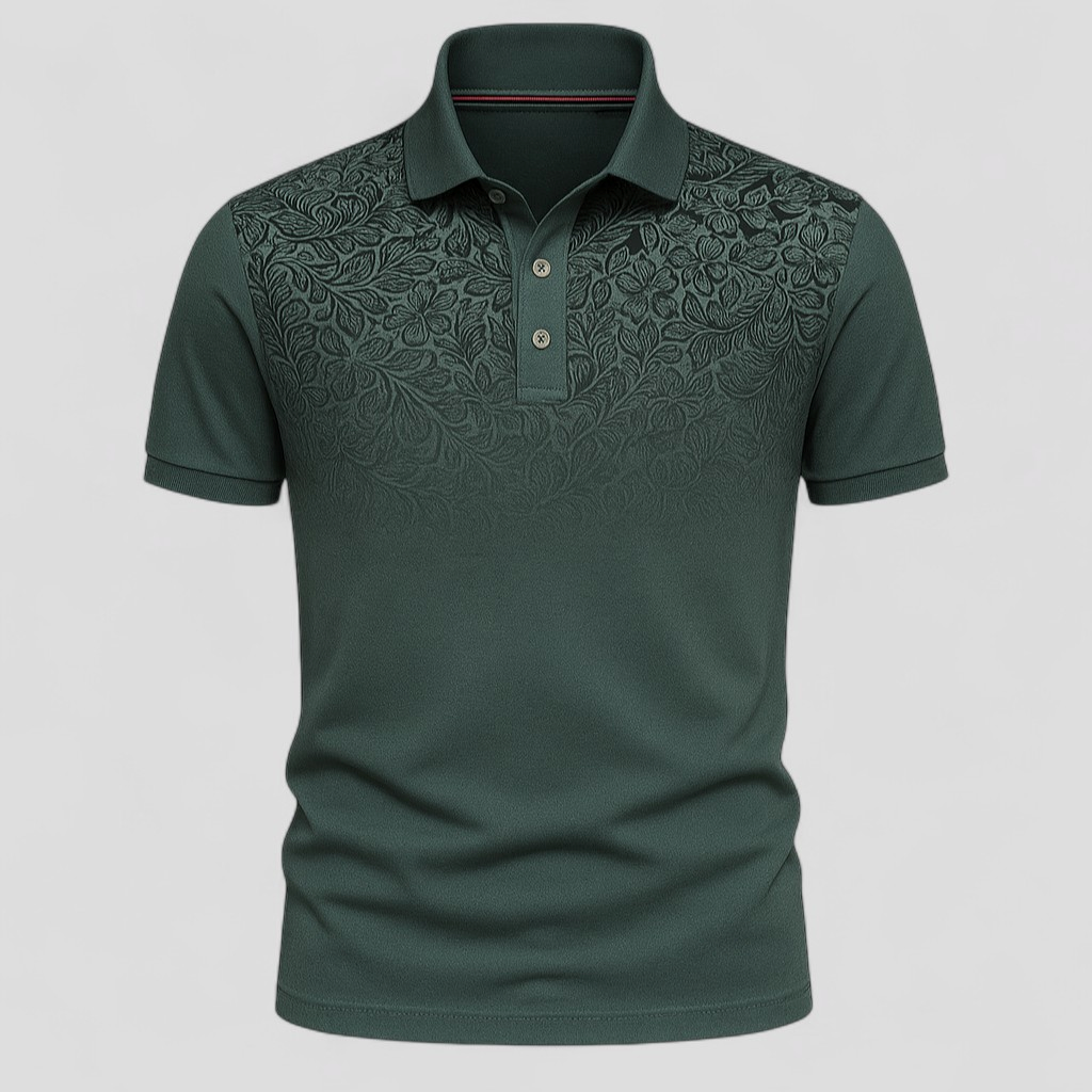 Fabio | Polo Uomo Manica Corta Estiva Stile Gradiente - Verde - abbigliamento casual uomo camicia estiva polo comfort e traspirabilità polo cotone misto polo estiva uomo polo lavabile in lavatrice polo maniche corte polo moda estate polo stampa gradiente polo trendy - Concept Palermo