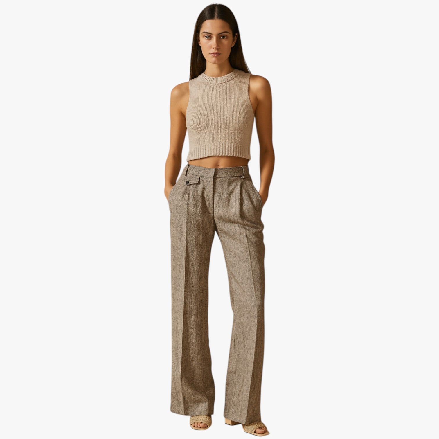 Vivian | Pantaloni Donna Vita Alta in Lino-Cotone Eleganza Aria & Libertà Tutto il Giorno - - linen pants pants pants for women women pants - Concept Palermo