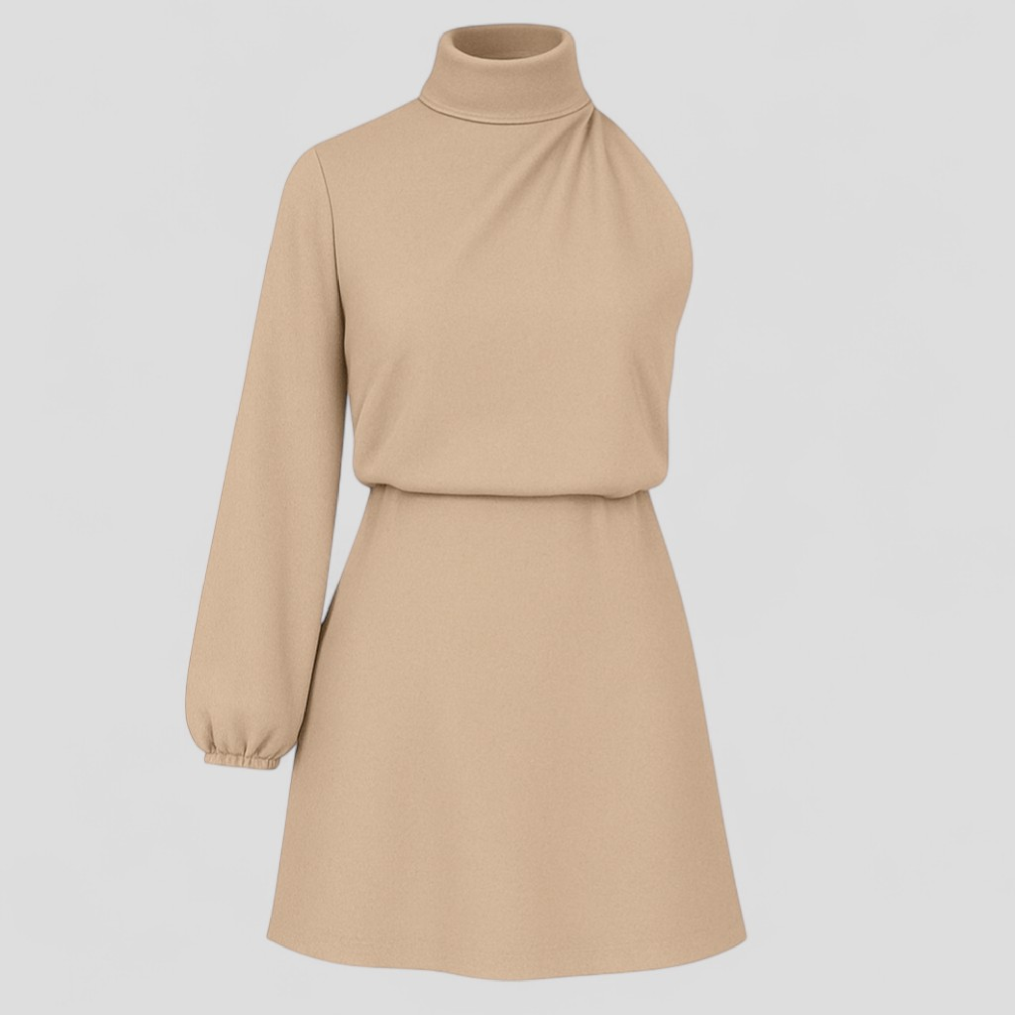 Merzia | Abito monospalla in poliestere – Eleganza con un tocco moderno - Beige Champagne - AI Dresses Sale - Concept Palermo