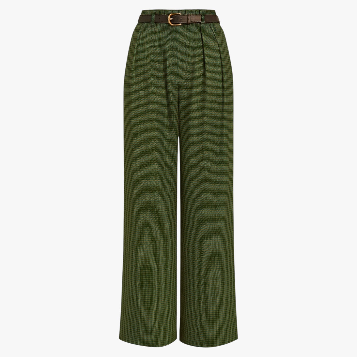Lyca | Pantaloni vintage a quadri a vita alta - Verde - high waist long pants pants pants for women slight stretch women women pants work woven fabric - Concept Palermo