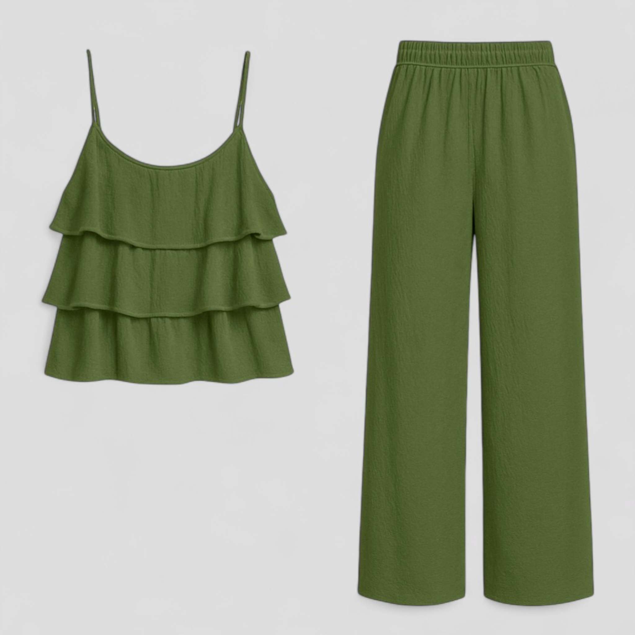Caterina | Coordinato Elegante Donna per Ogni Occasione - Verde militare - abbigliamento formale abbigliamento trendy coordinato elegante look raffinato moda confortevole outfit versatili set di abbigliamento stile e comfort tessuti di alta qualità vestiti casual - Concept Palermo
