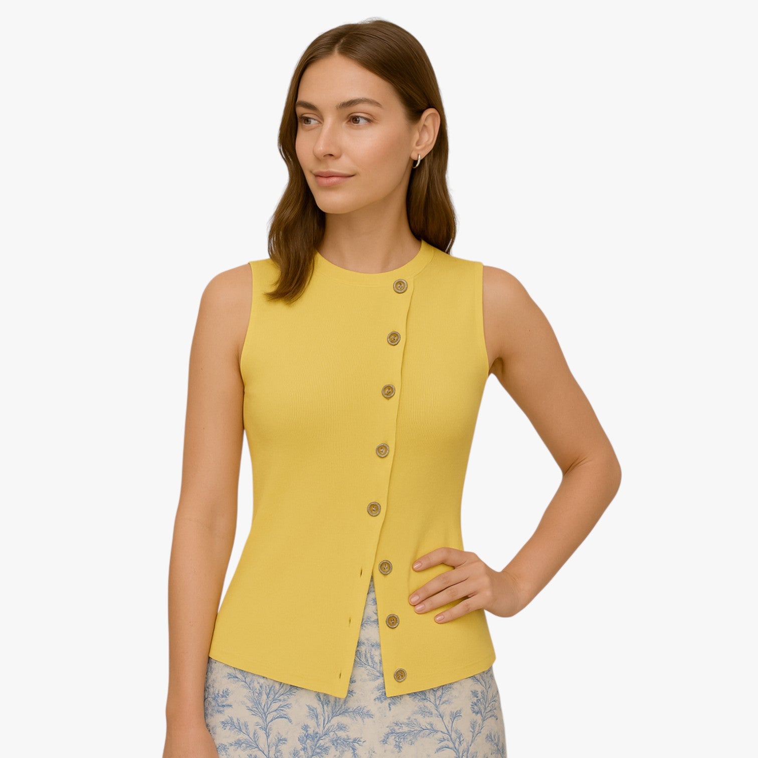 Agnes | Gilet con bottoni asimmetrici - - regular fit slight stretch spring summer sweaters & cardigans women women clothes yellow - Concept Palermo
