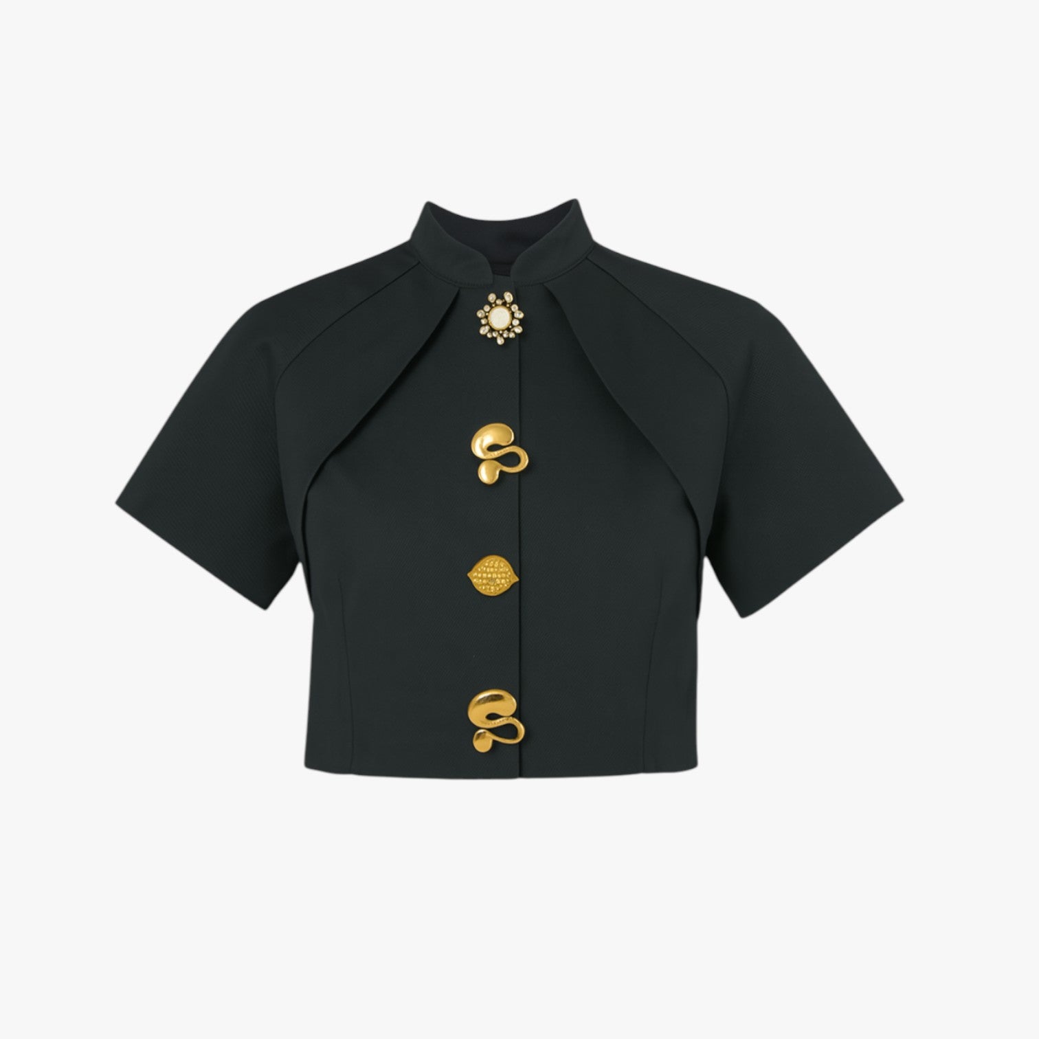 Janella | Camicetta corta decorativa in metallo - Nero - Blouse blouse for women daily casual regular fit short sleeve summer tops white women women's blouse woven fabric - Concept Palermo