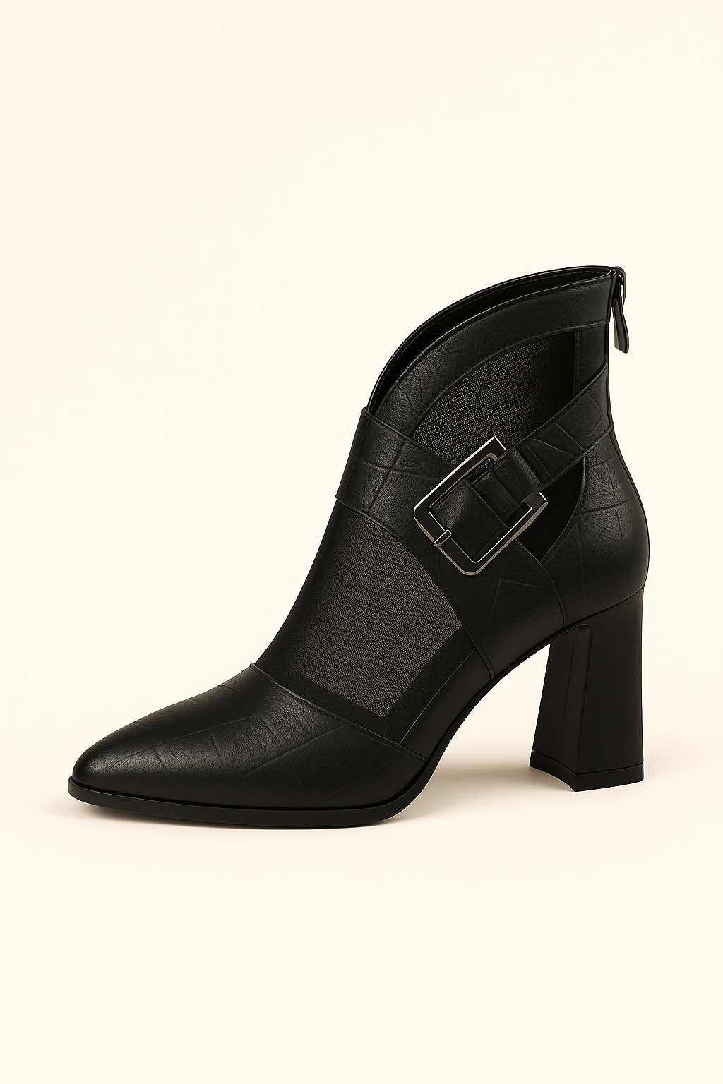 Arielle | Stivaletti Estivi con Rete Trasparente e Cinturino a Fibbia - Nera - BOOTS Boots & Shoes shoes shoes for women shoes woman Shoes women woman shoes summer 2025 womens shoes - Concept Palermo