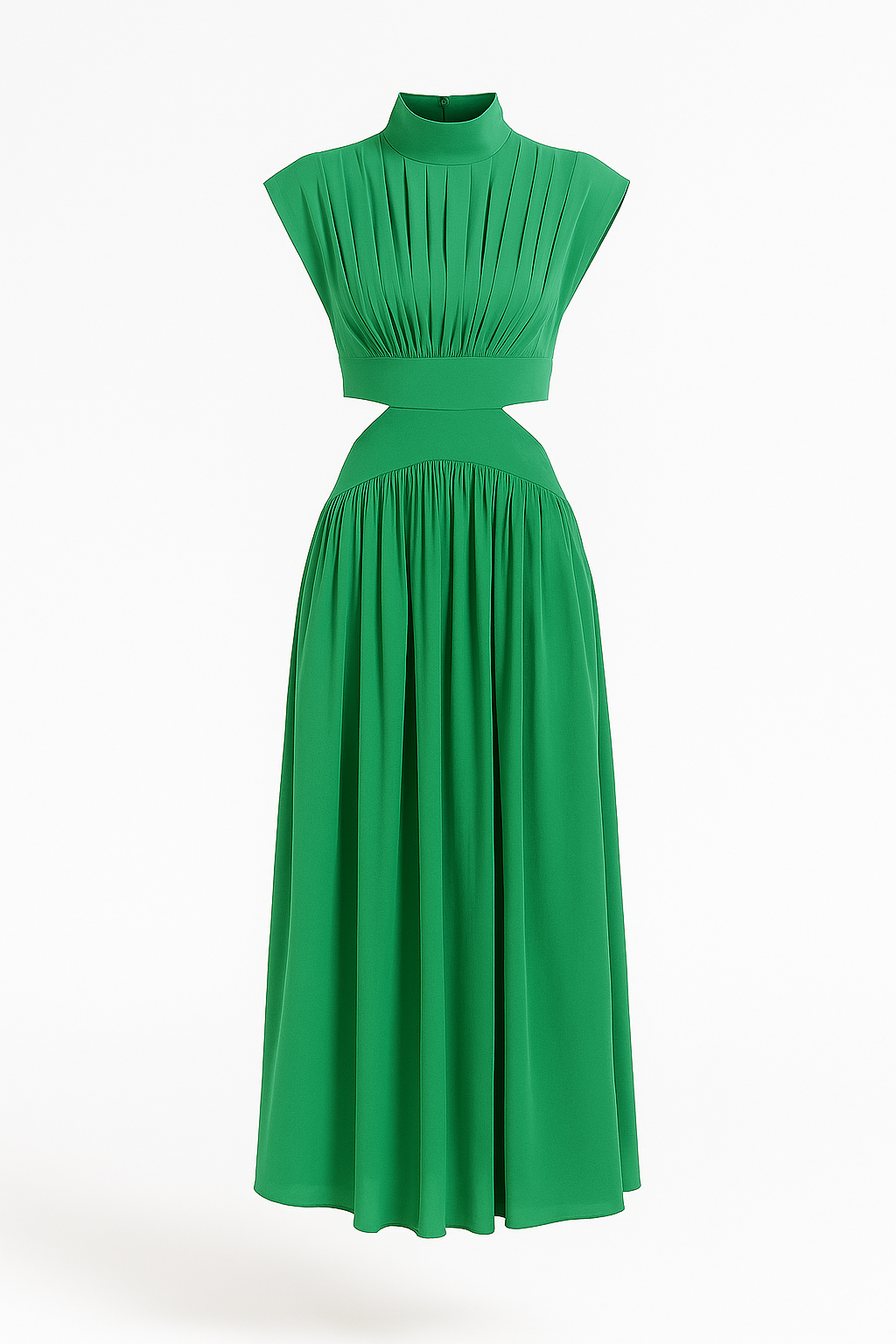 Anna | Vestito elegante di media lunghezza per donne con tagli e collo alto - Verde - Dresses Dresses & Jumpsuits Maxi Dresses Mock Neckline Dresses Women - Concept Palermo
