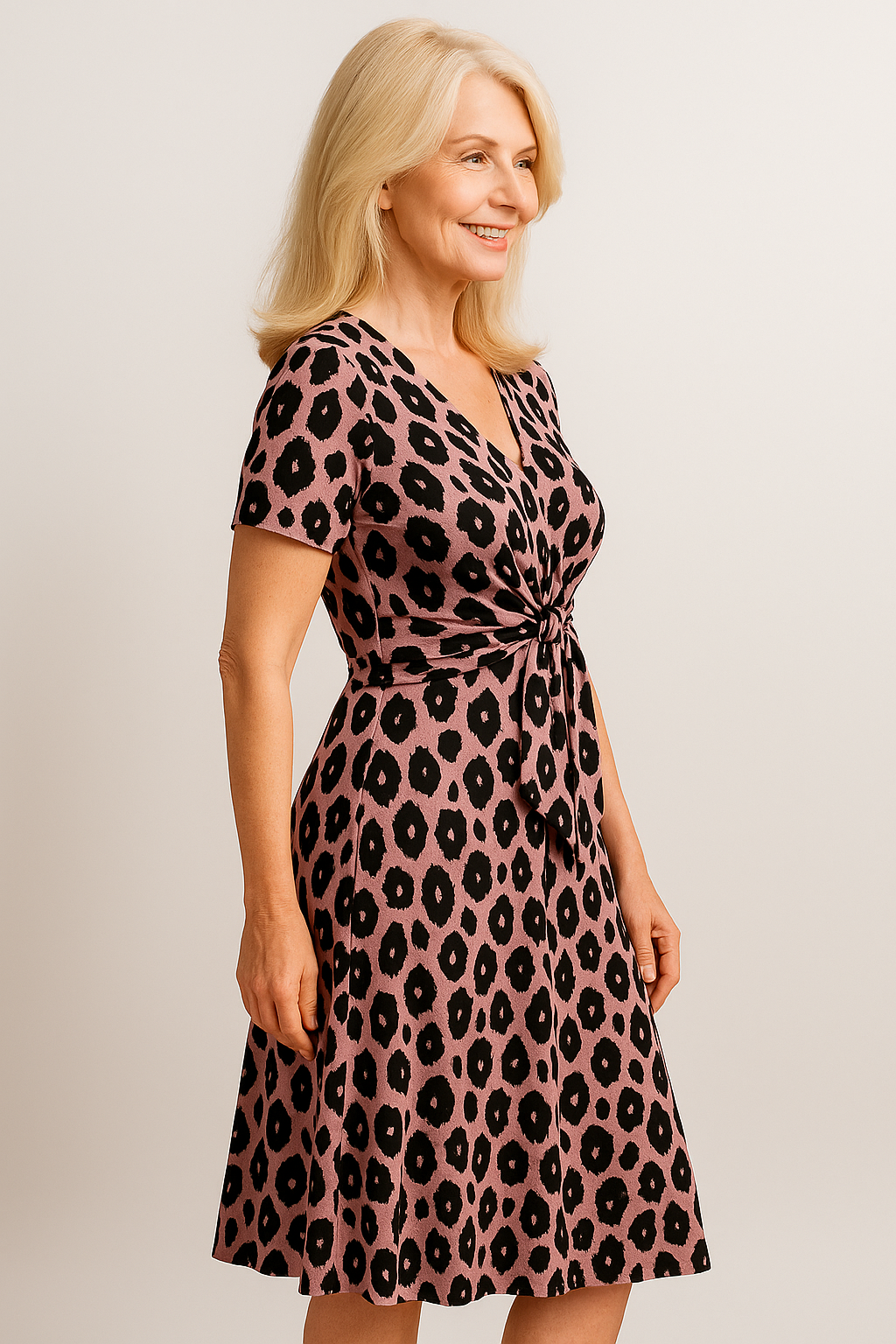 Almada | Abito Donna Elegante con Stampa Leopardata - - abbigliamento donna abito elegante abito lungo cintura regolabile fashion autunnale materiale morbido outfit serale stampa leopardata vestito con scollo a V vestito versatile - Concept Palermo