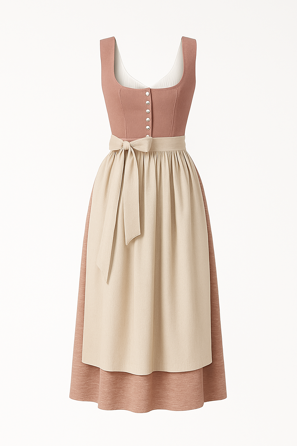 Palma | Vestito midi tradizionale con fiocco e dettagli retrò - Oro rosa - Frauen Kleider Summer - Concept Palermo