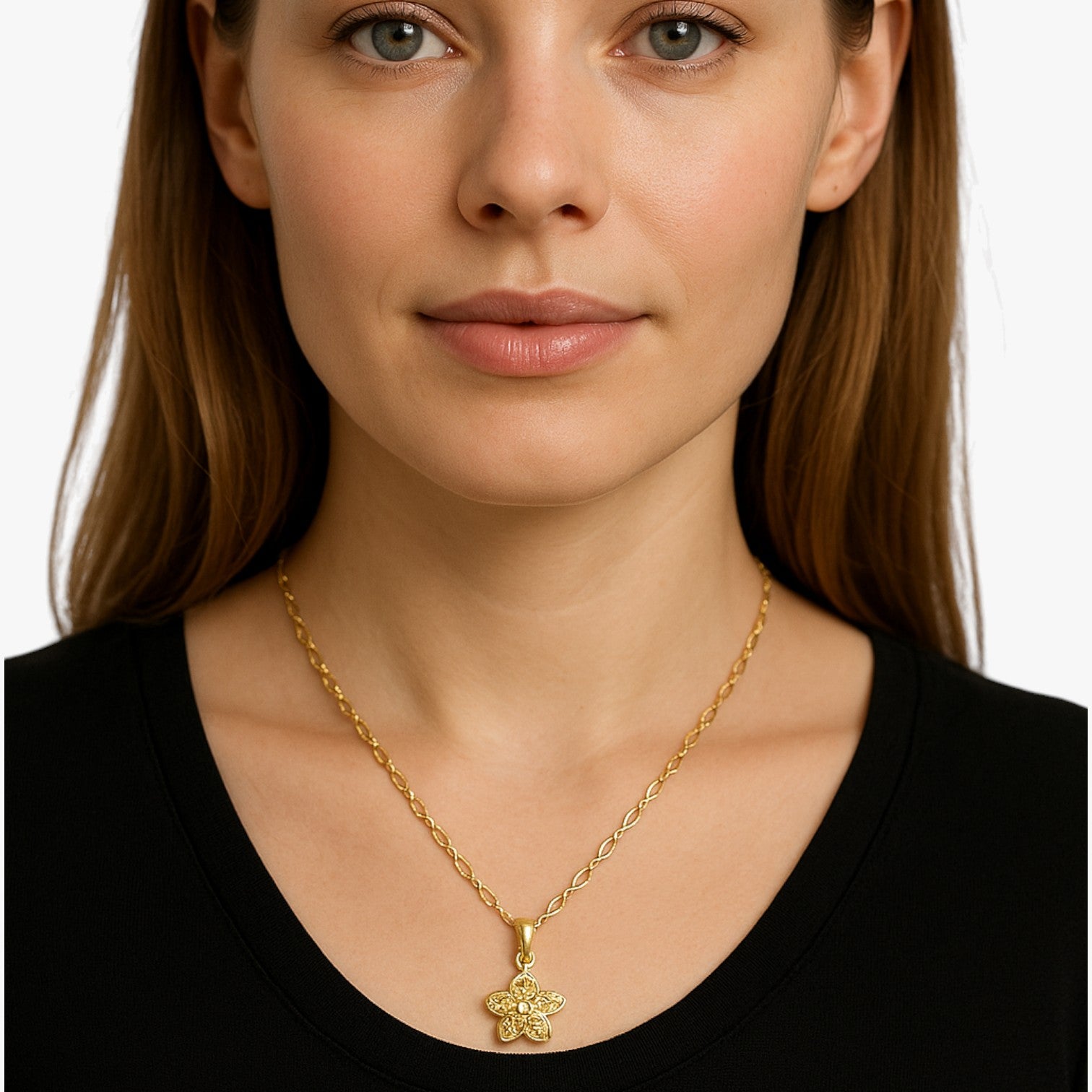 Winnie | Collana con fiore in oro e zircone rotante - - Fashion Necklaces necklace NECKLACES Necklaces for Women - Concept Palermo