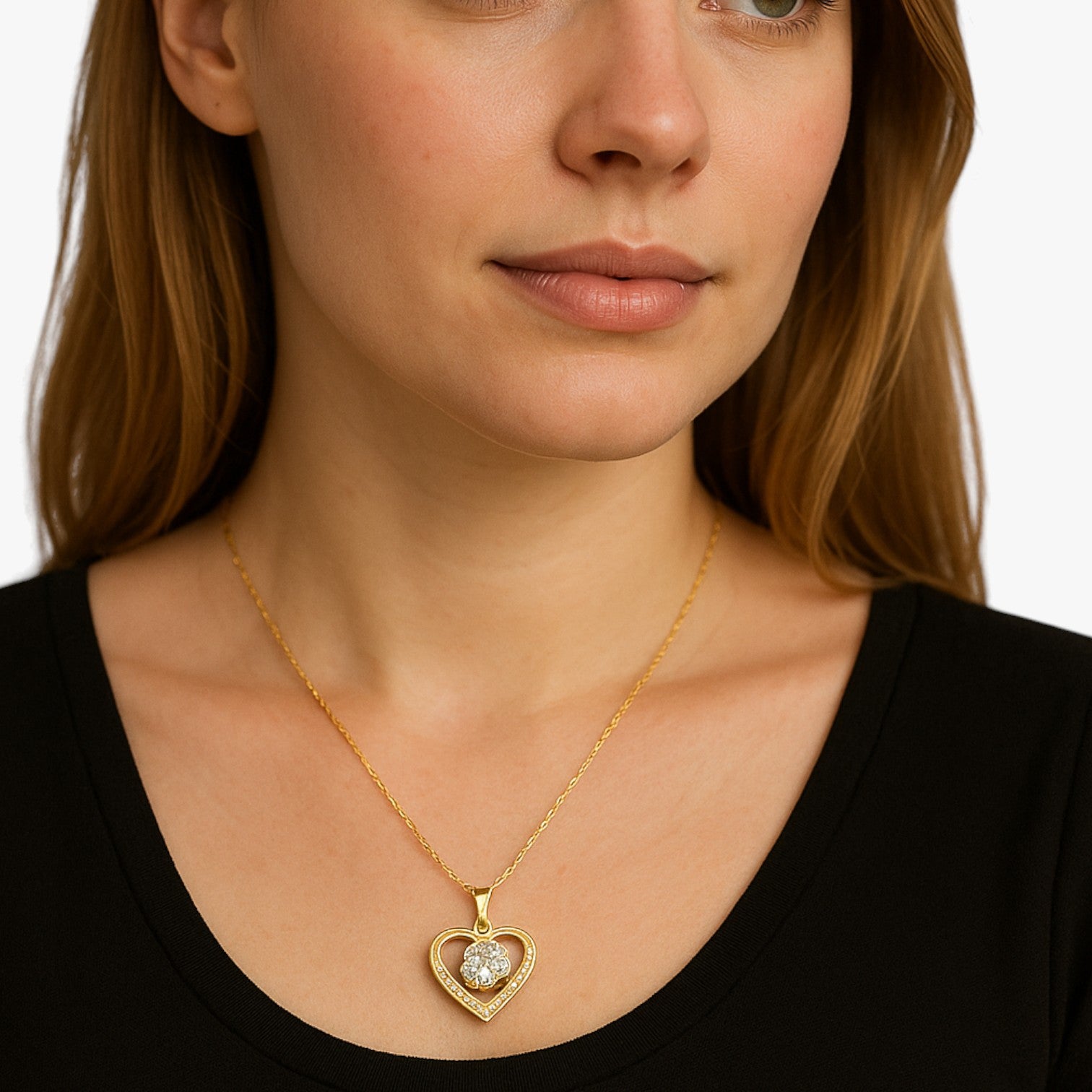 Jovie | Collana con ciondolo a forma di cuore e labbra di cristallo - - elegant womens necklaces necklace NECKLACES Necklaces for Women - Concept Palermo