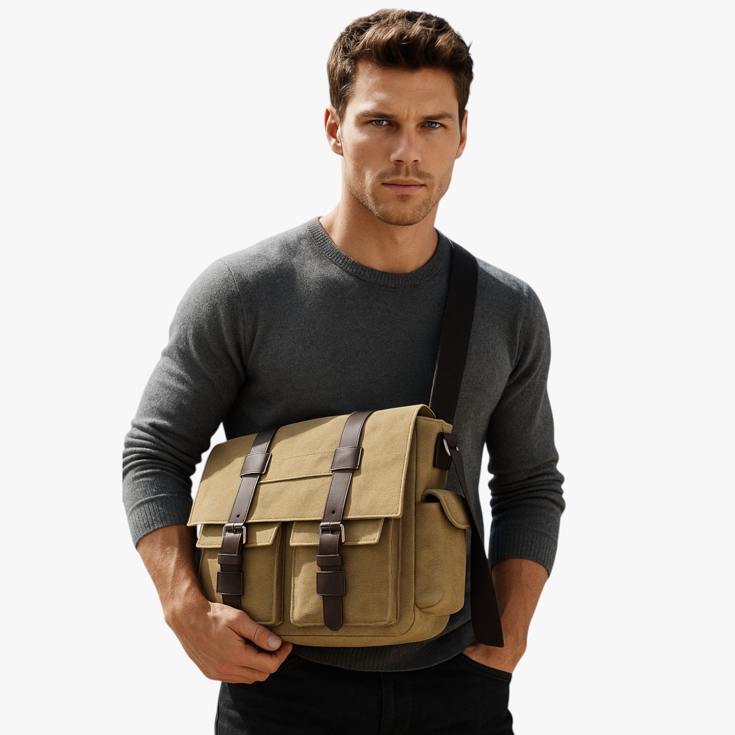 Harlan | Borsa a tracolla vintage in tela da uomo - - Bags bags for men Shoulder Bags - Concept Palermo