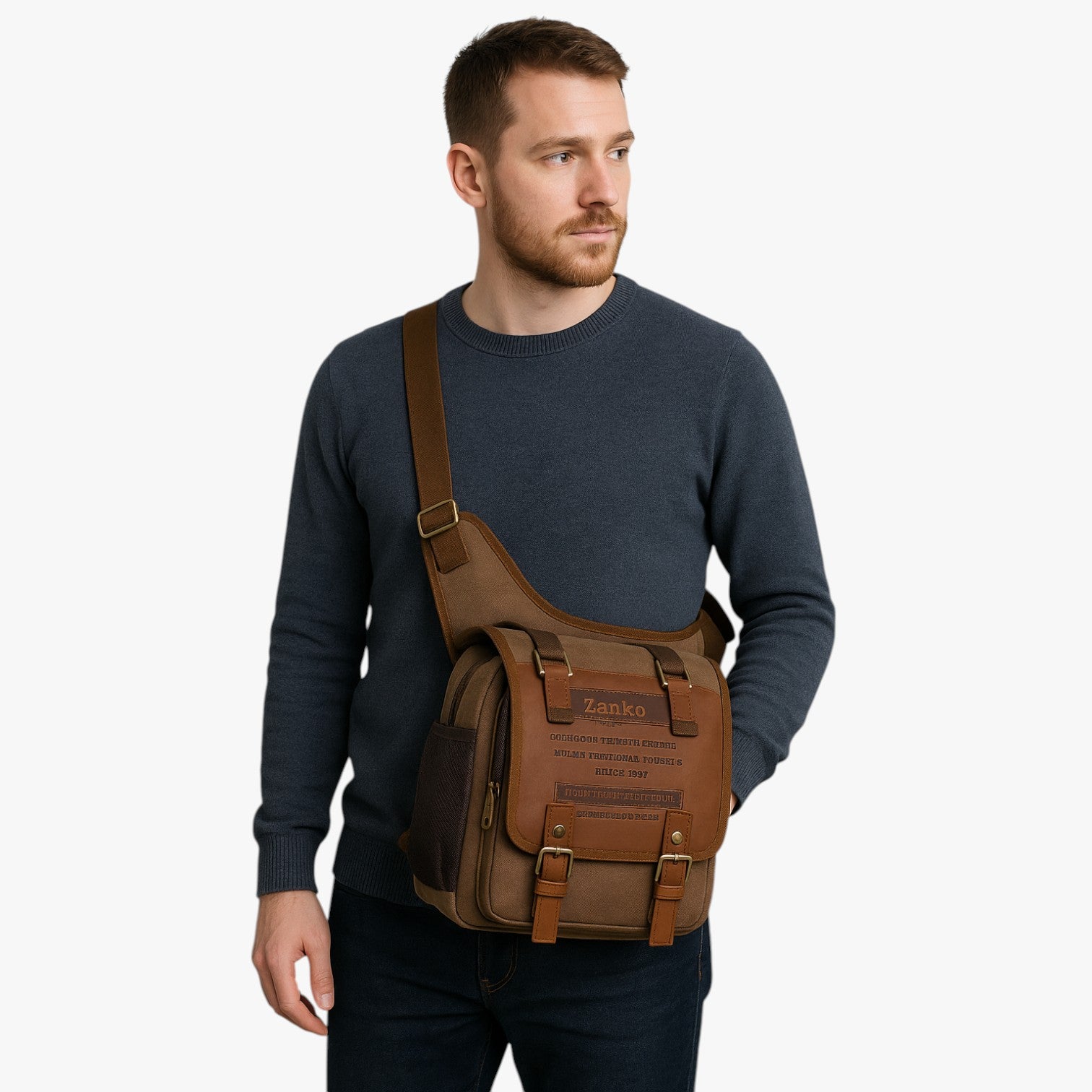 Adam | Borsa Messenger Uomo in Nylon Vintage Pratica, Leggera, Sempre con Te - - bag Bags bags for men Crossbody Bags mens bag Shoulder & Crossbody Bags - Concept Palermo