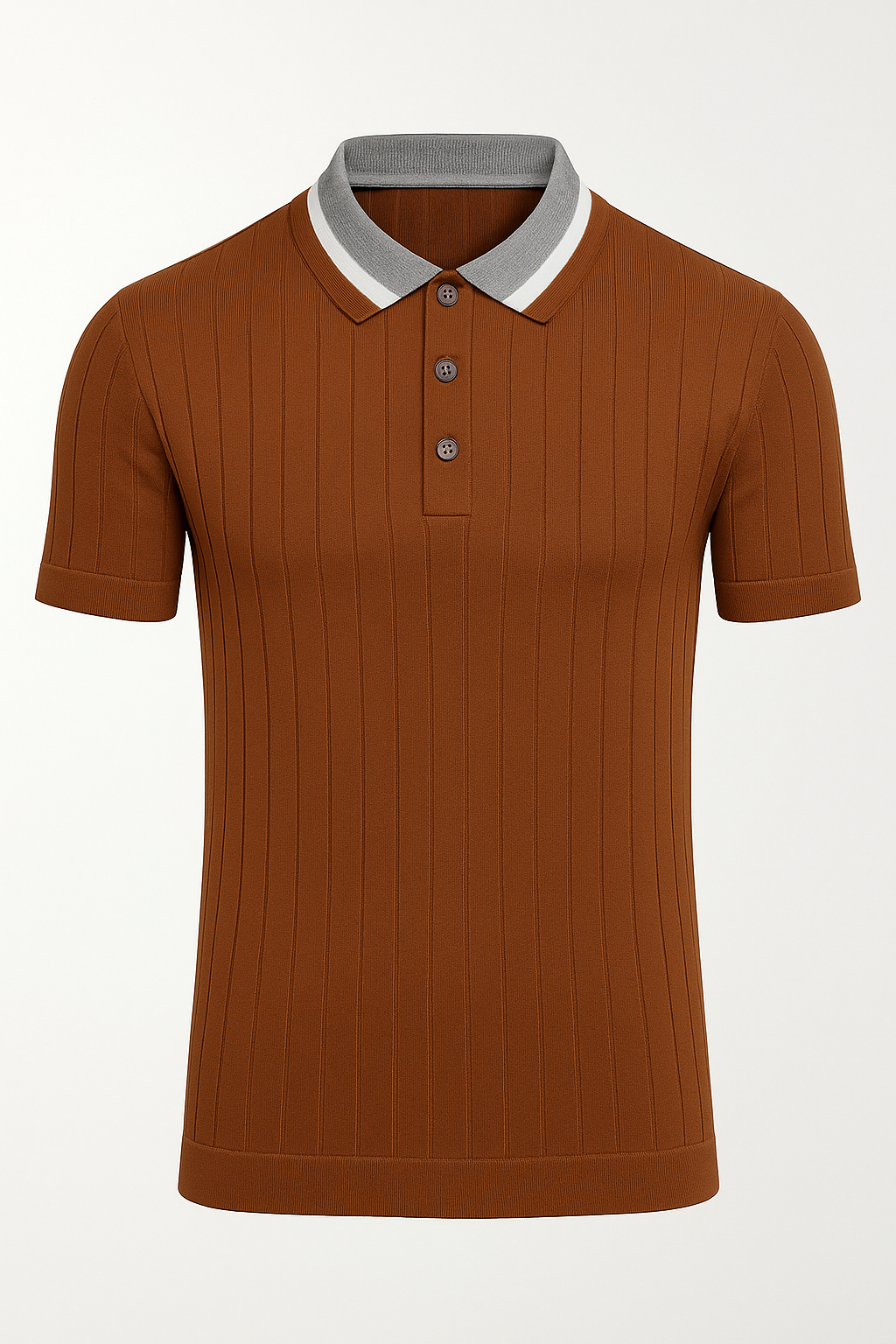 Dario | Polo a Costine con Colletto a Contrasto - Marrone - men's polo men's polo shirt shirts & polos - Concept Palermo