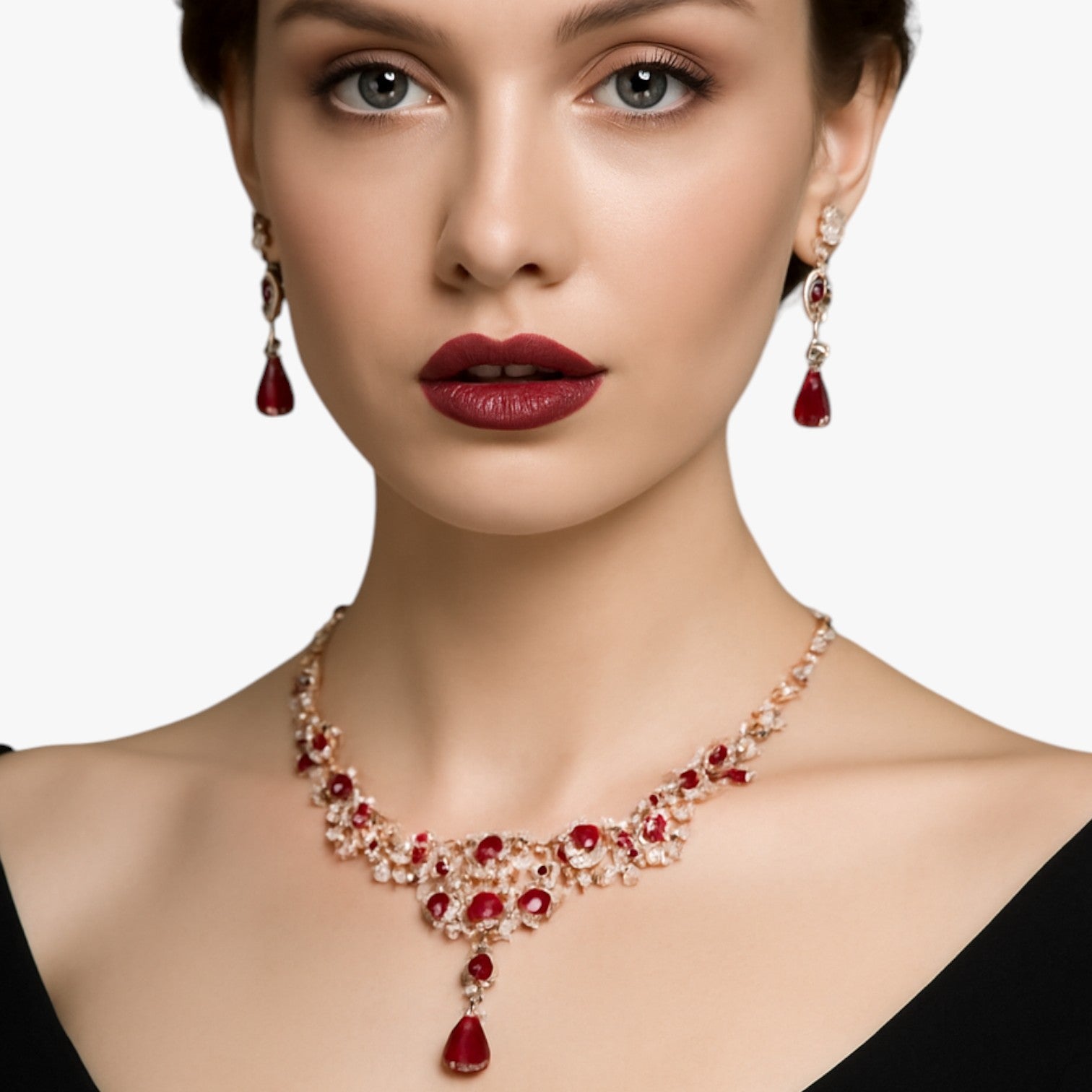 Diana | Elegante set di gioielli in cristallo rosso per matrimoni e feste - - elegant womens necklaces necklace NECKLACES Necklaces for Women - Concept Palermo