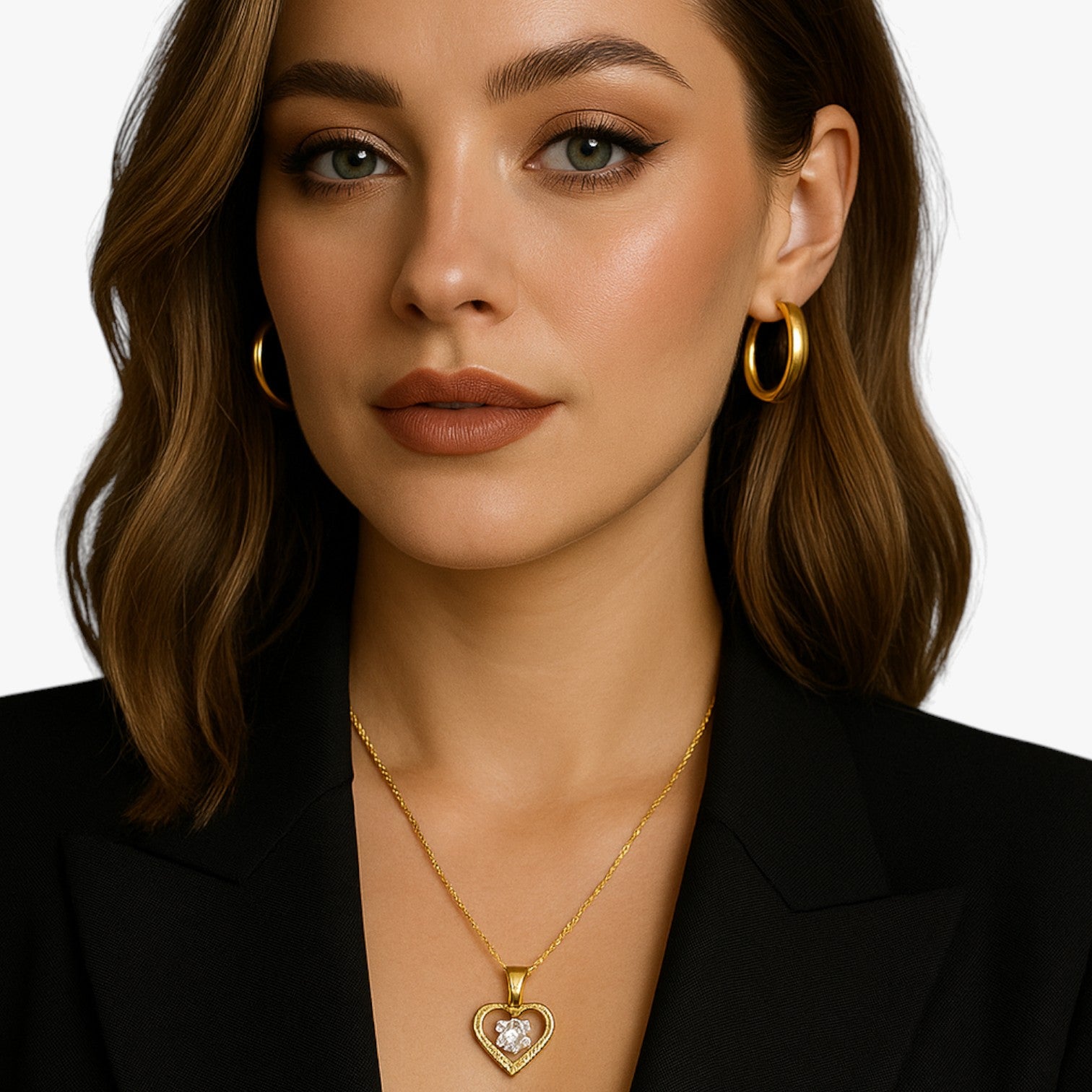 Skylar | Collana Cuore con Gemme Eleganza Femminile e Comfort Dorato - - elegant womens necklaces necklace NECKLACES Necklaces for Women - Concept Palermo