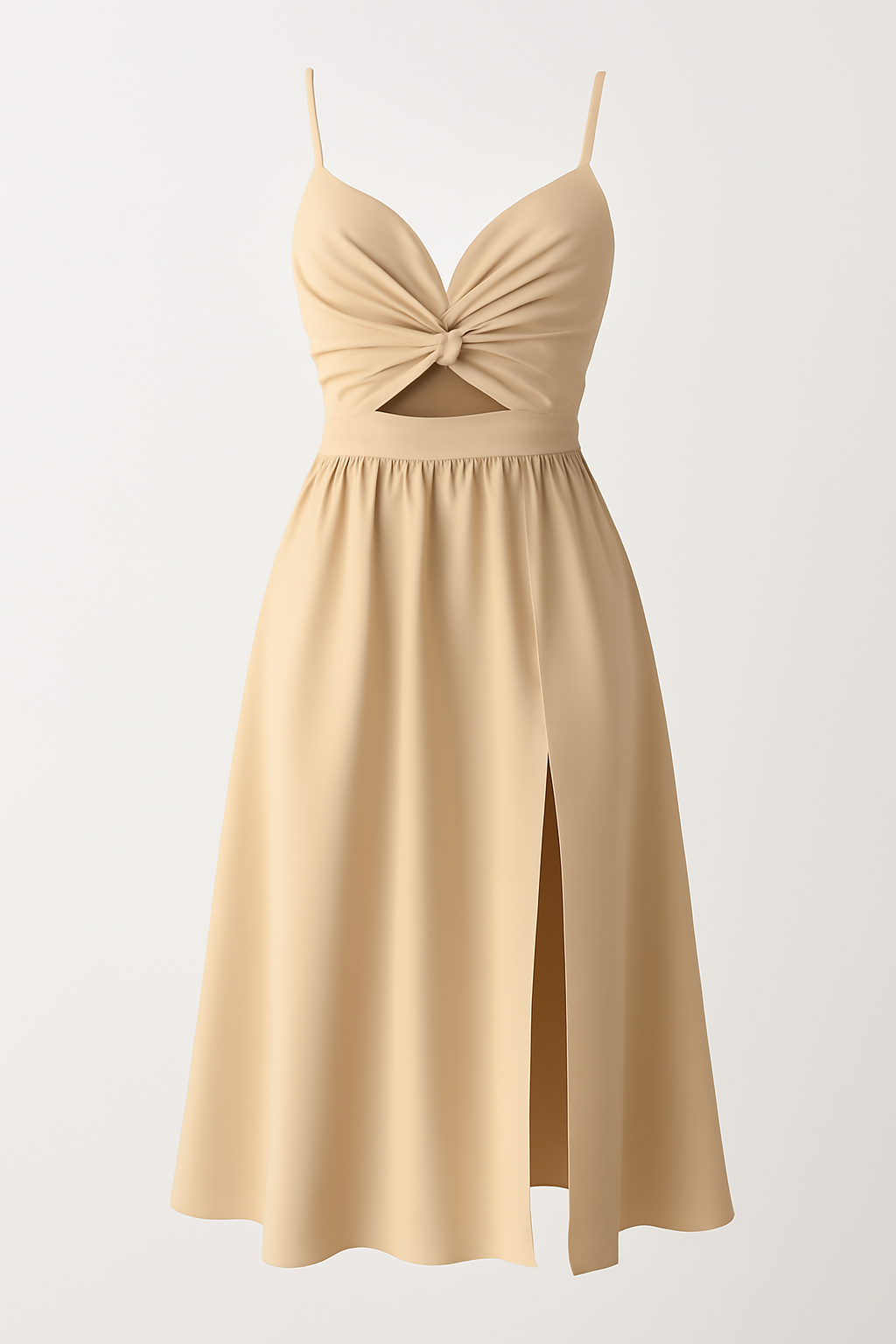 Rhea | Eleganza Abito Midi con Spacco e Spalline Sottili - Cachi - DRESS Dresses female dress Maxi dress Maxi Dresses Mini Dresses - Concept Palermo