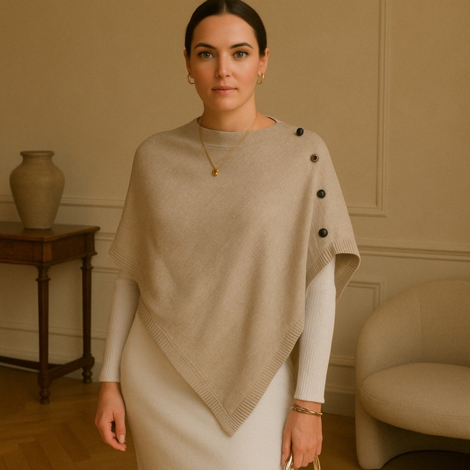 Nics | Mantella solida - Calore avvolgente in ogni cucitura - - dames dames Gebreide jurken Dames jurken dames kleding Gebreide truien - Concept Palermo